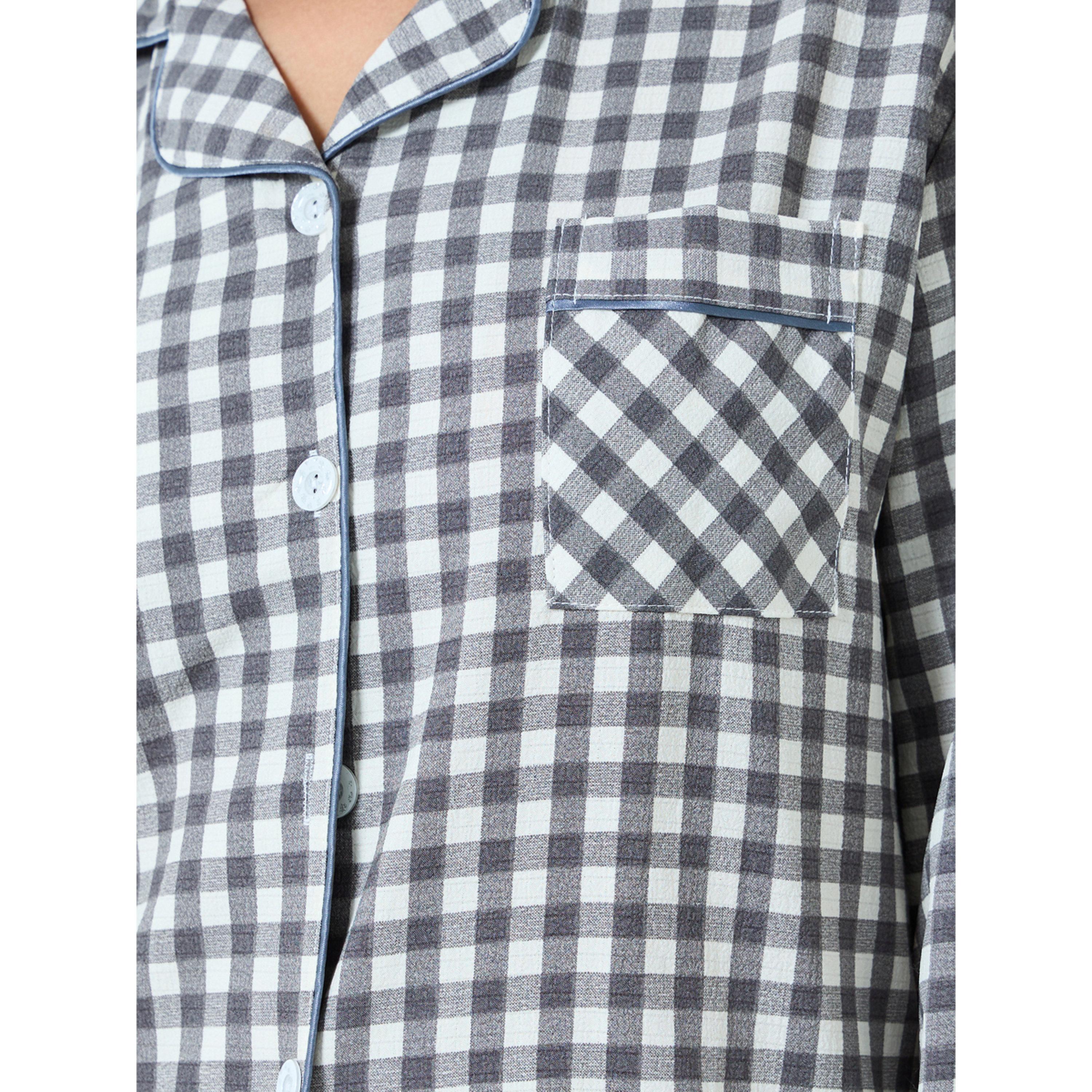طقم بيجاما من بنطال وبلوزة كاروهات صغيرة-women-clothing-nightwear-pyjamas-longsets-image-6