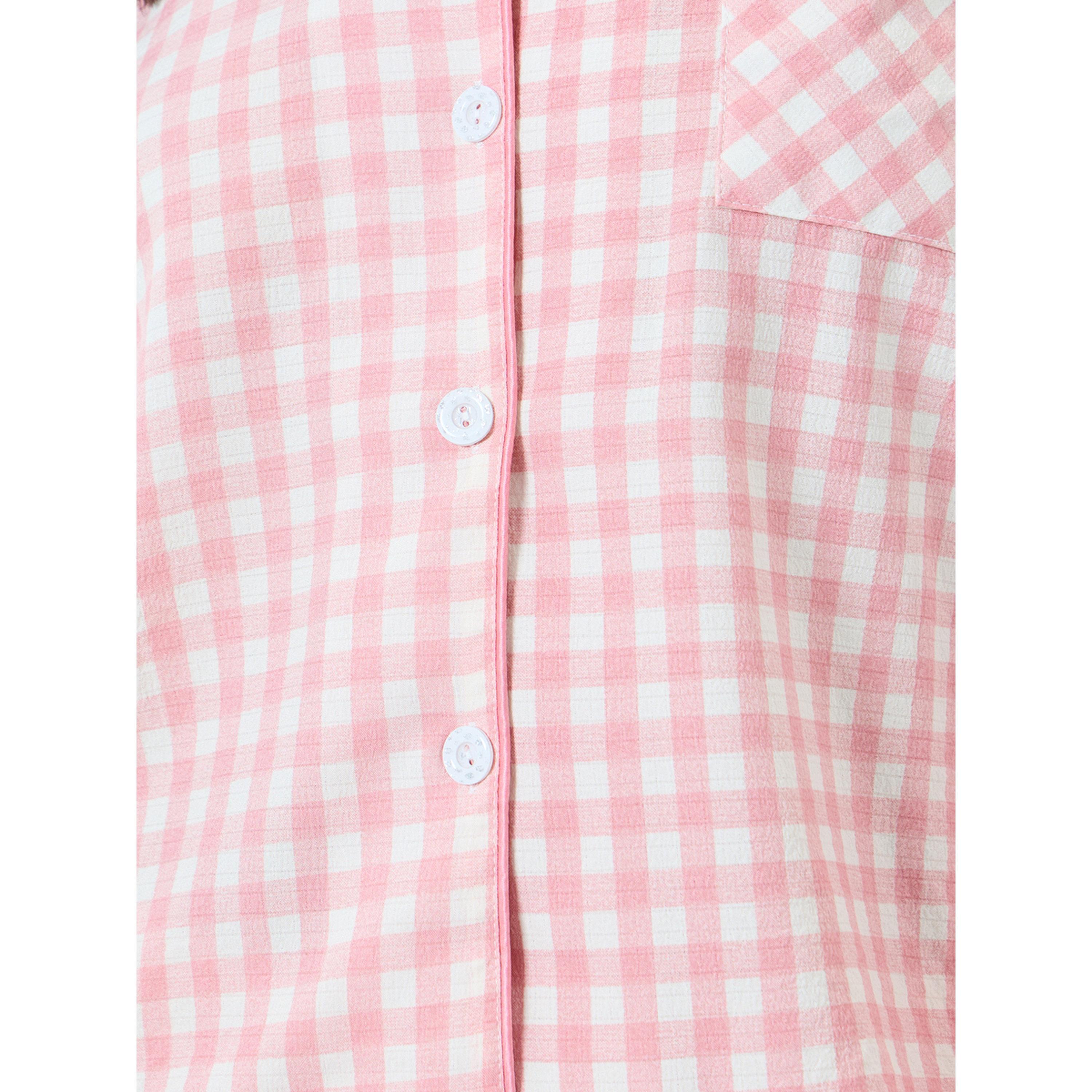 Take Two Pink Gingham Check Shirt and Pyjama Set-women-clothing-nightwear-pyjamas-longsets-image-6