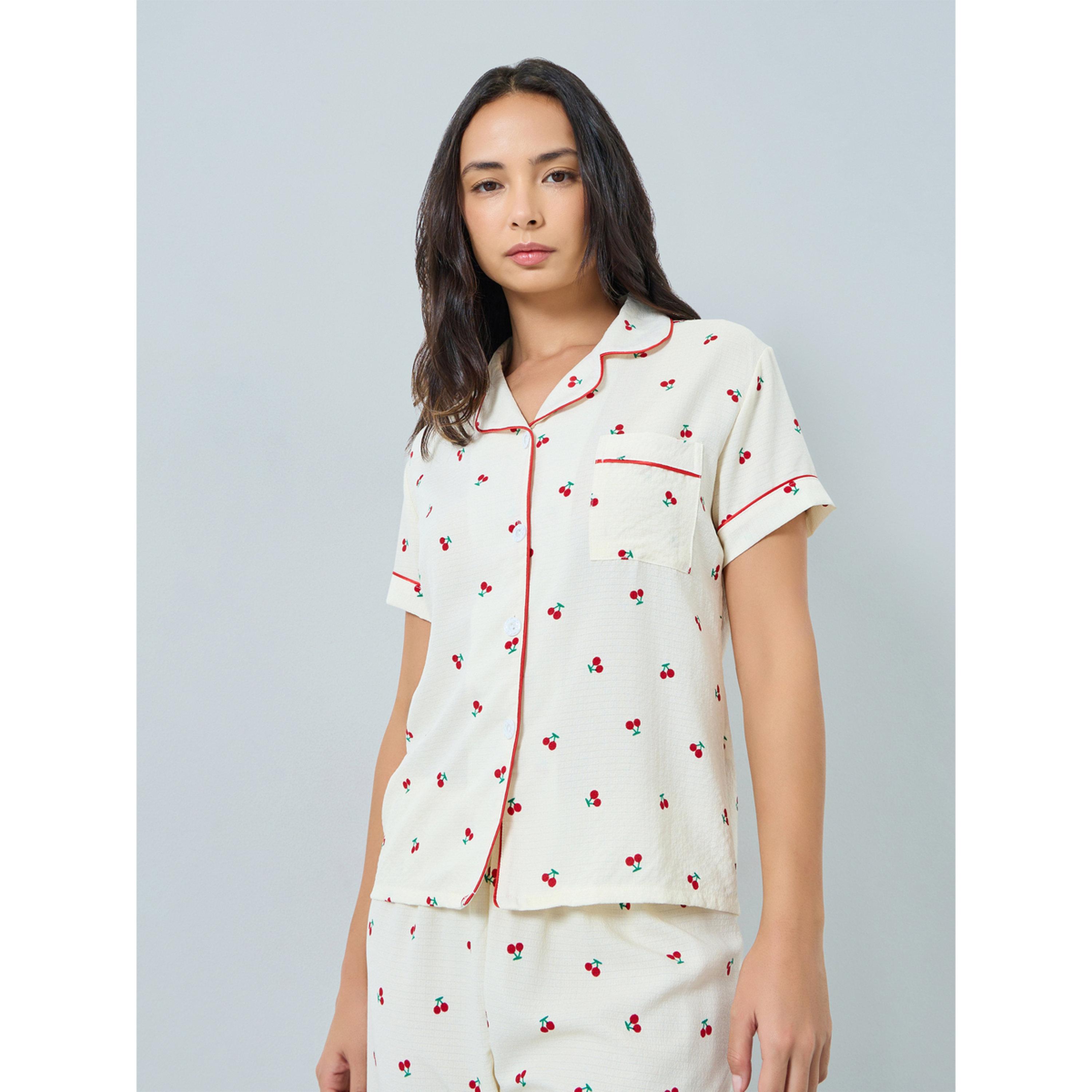 طقم بيجاما من بنطال وبلوزة بطبعة كرز-women-clothing-nightwear-pyjamas-longsets-image-3