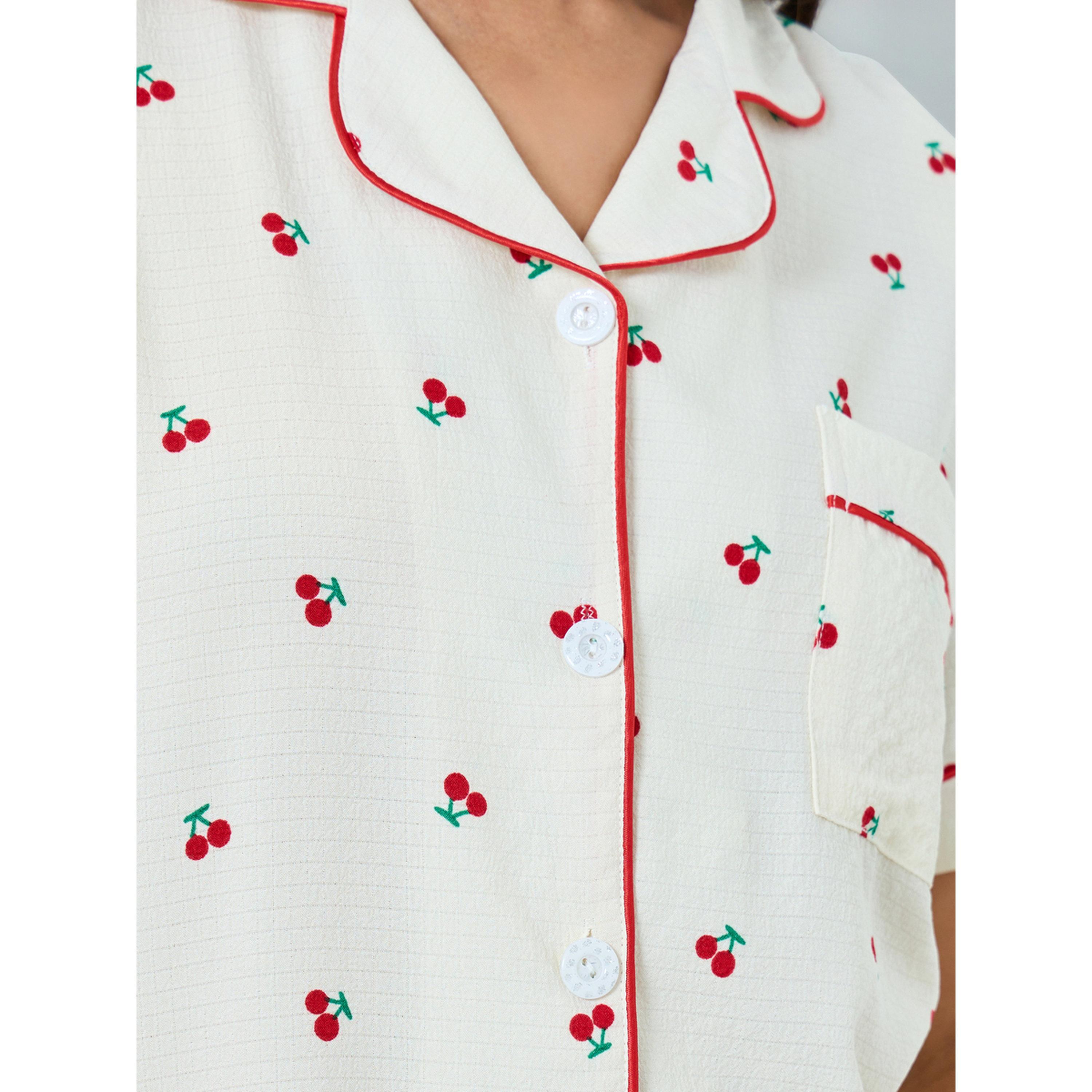 Take Two Cream Cherry Print Shirt and Pyjama Set-women-clothing-nightwear-pyjamas-longsets-image-6