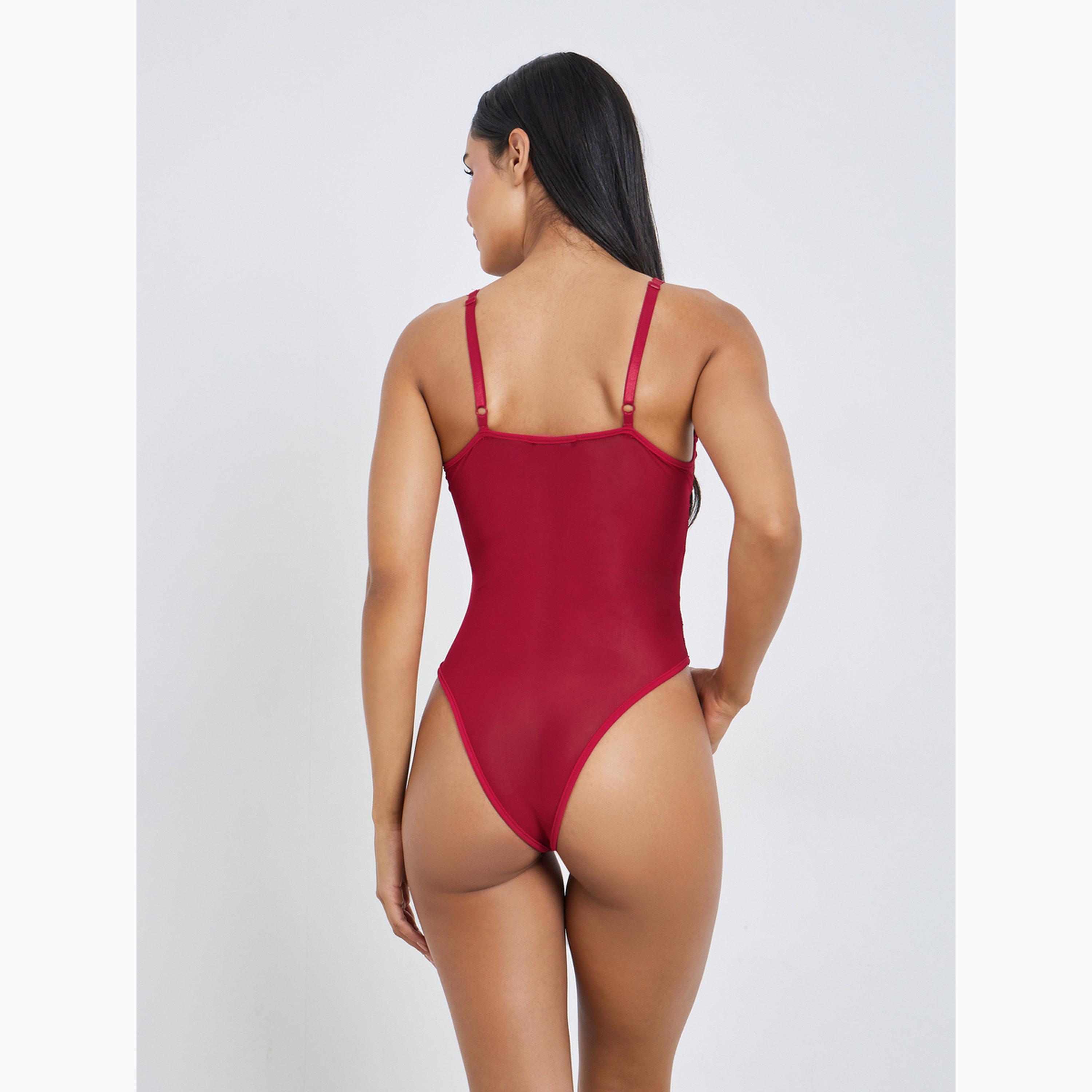 بودي سوت دانتيل بنقشة زهور وأسلاك بلا حشوة عنابي-women-clothing-lingerie-babydollsandbodysuits-image-2