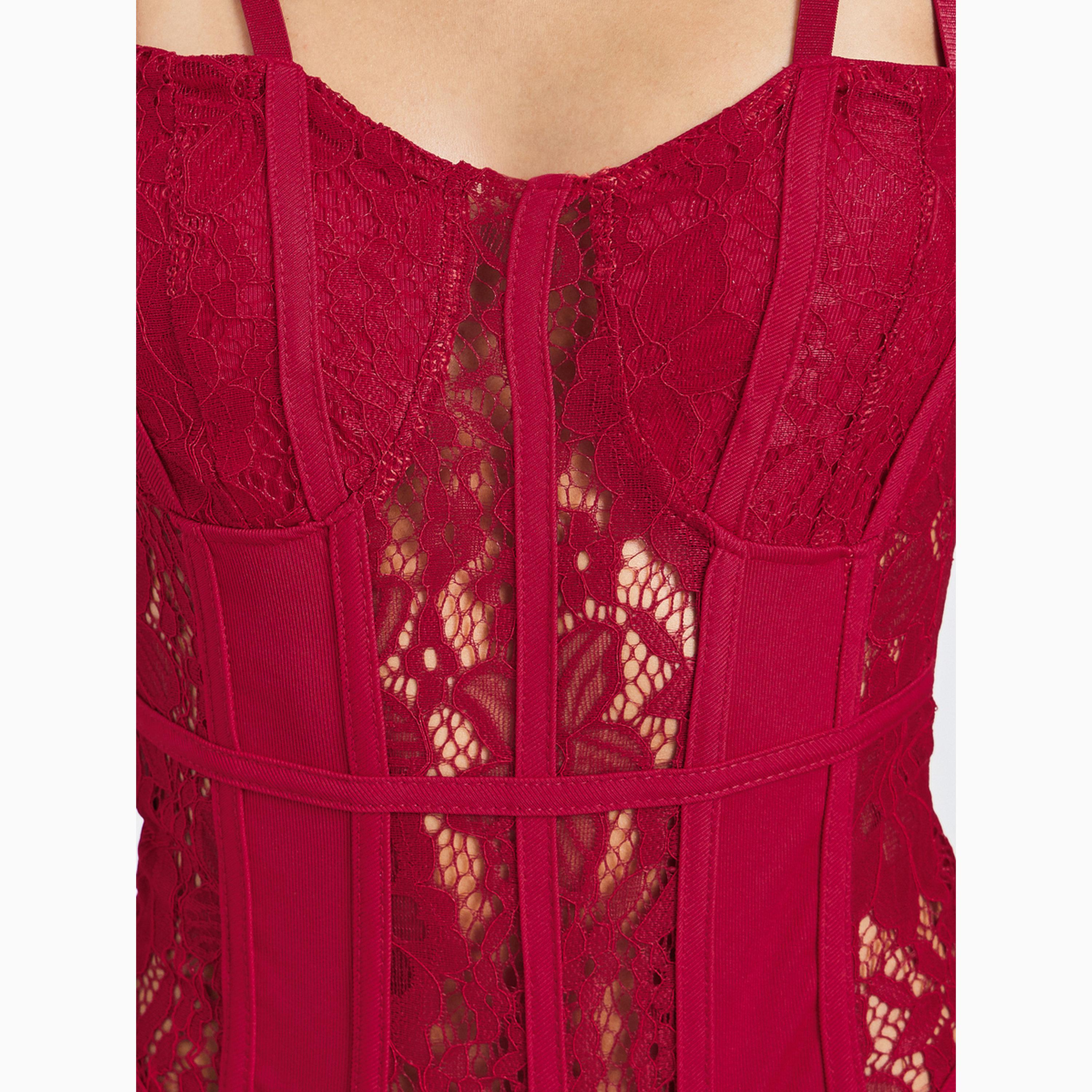 بودي سوت دانتيل بنقشة زهور وأسلاك بلا حشوة عنابي-women-clothing-lingerie-babydollsandbodysuits-image-3