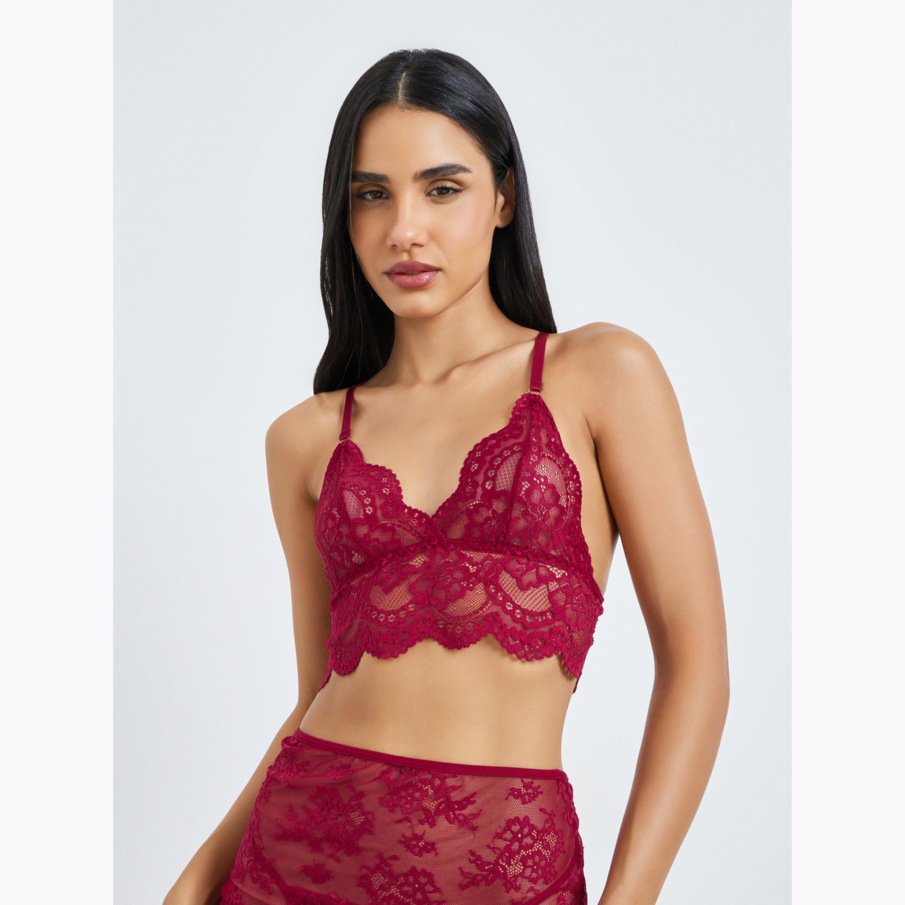 طقم من 3 براليت دانتيل وتنورة وكيلوت بدون حشوة أو سلك-women-clothing-lingerie-lingeriesets-image-3