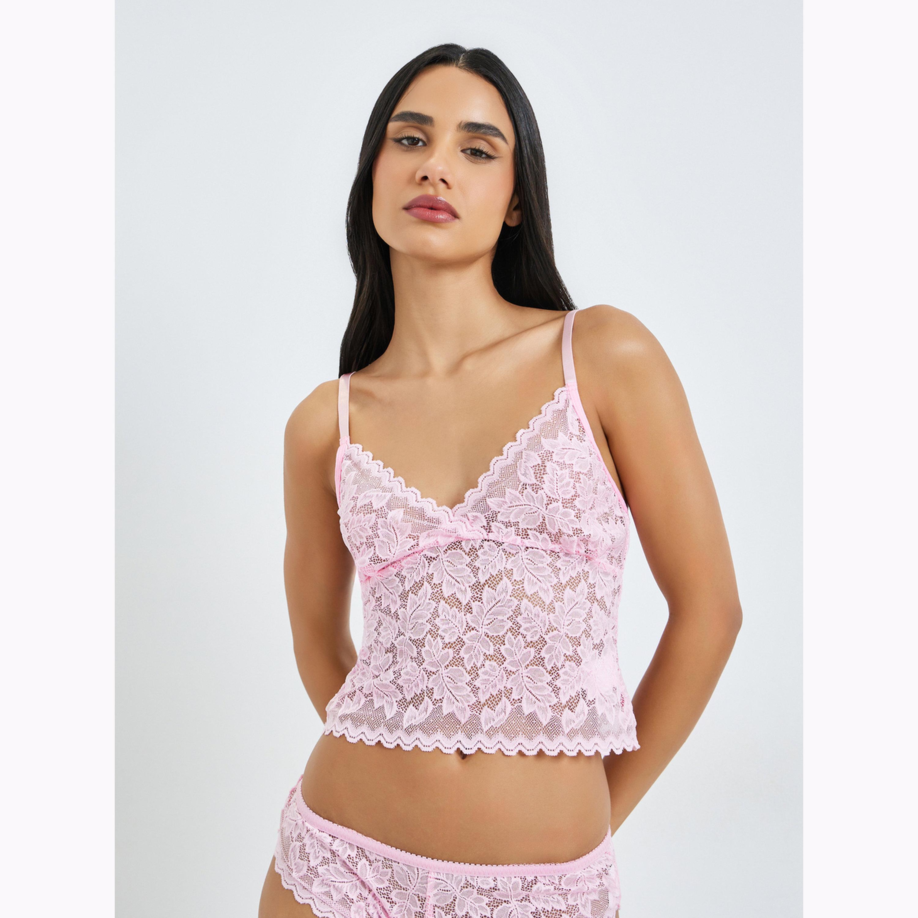 Styli Floral Lace Cami Top and Thong Brief Set-women-clothing-lingerie-lingeriesets-image-2