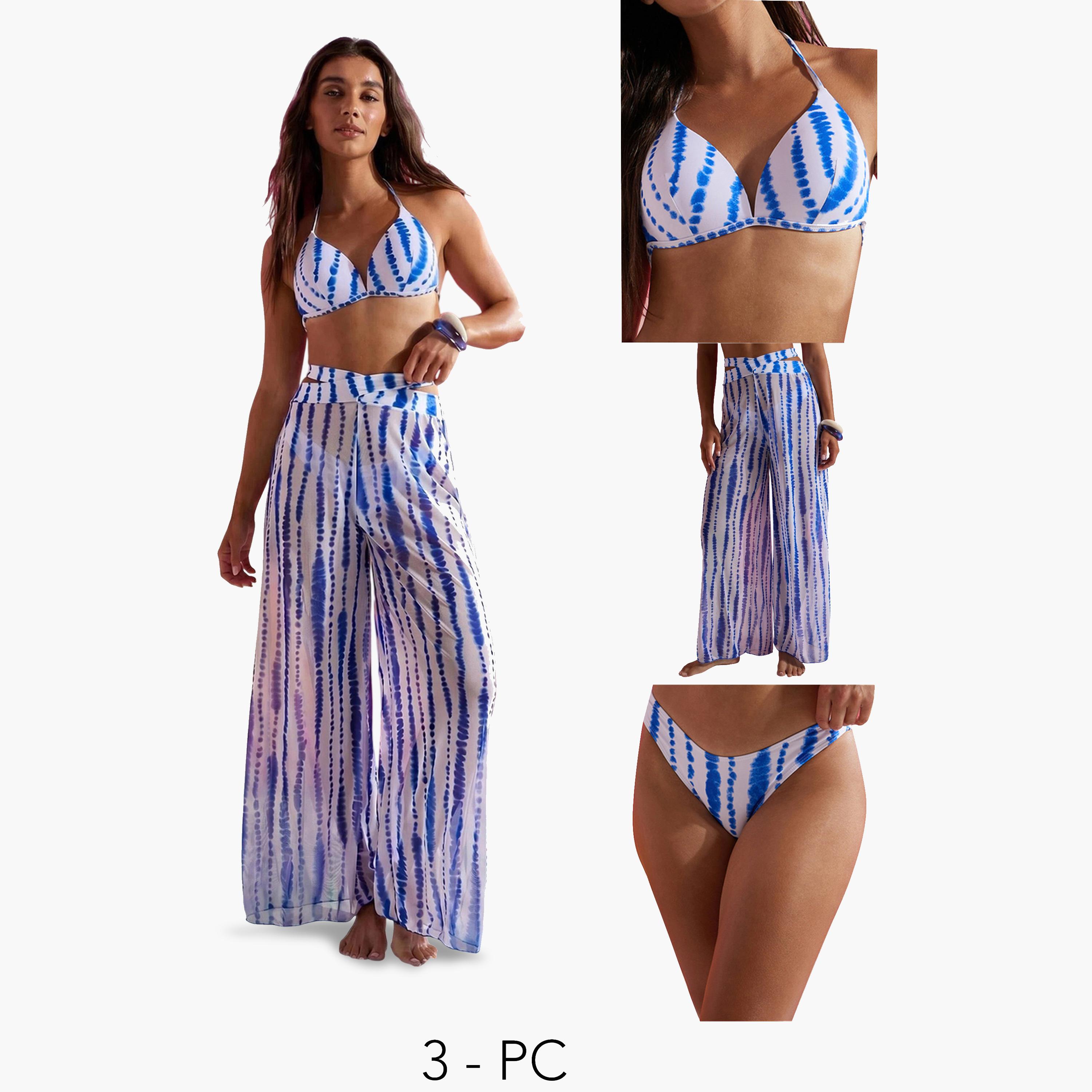 Styli Pack of 3 - Abstract Print Balconette Molded Cup Top with Tie Back Detail, Bikini Brief and Wide Leg Pants-women-clothing-swimandbeach-swim-bikinis-image-1