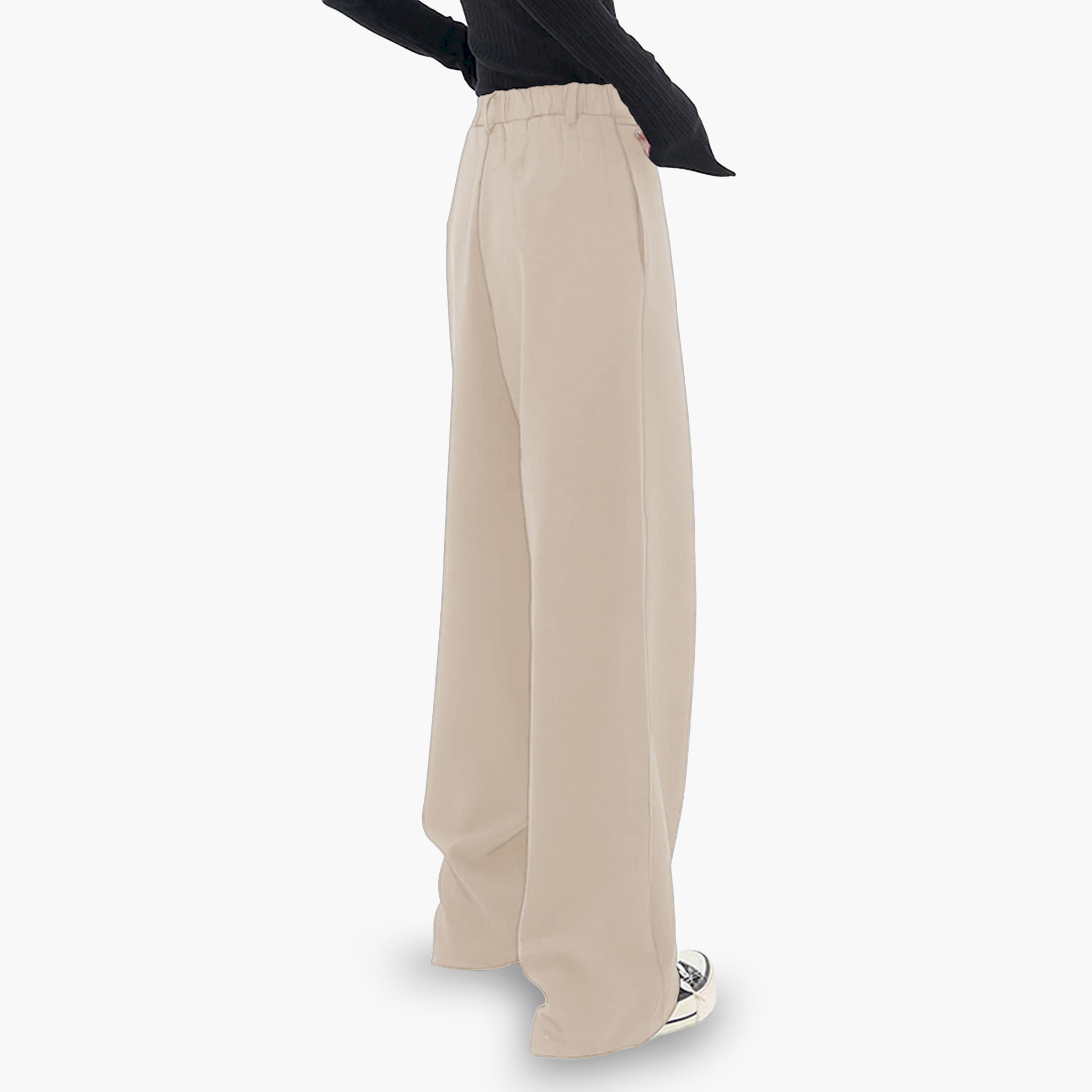 بنطال بأرجل واسعة وتصميم لف غير متماثل من الأمام-women-clothing-bottoms-joggers-image-4