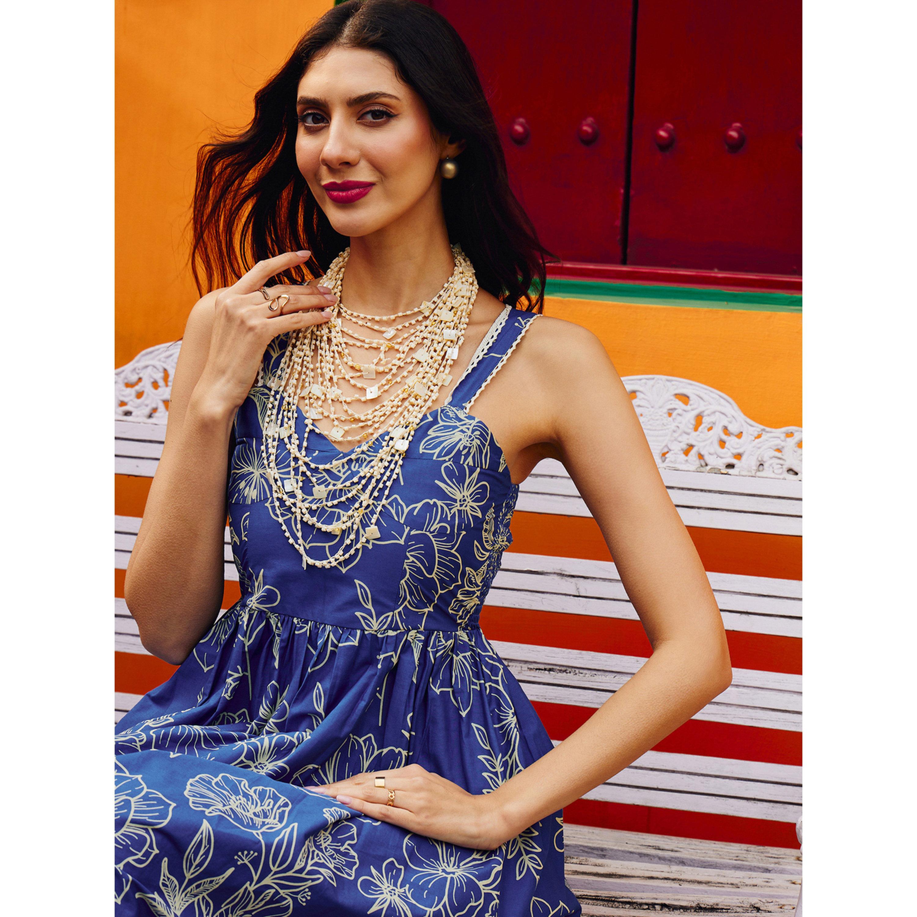 Sassafras X Styli Blue Floral Print Strappy Maxi Dress-women-clothing-dresses-image-6