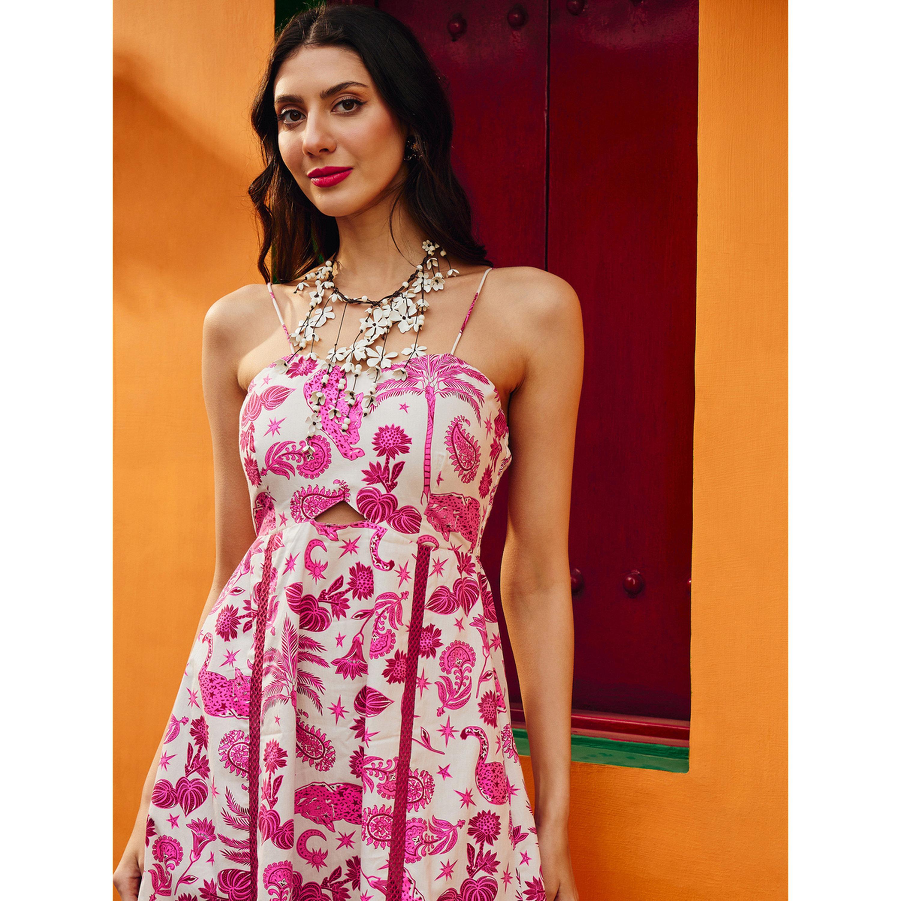 فستان طويل بسيور وطبعة استوائية وردي-women-clothing-dresses-image-4