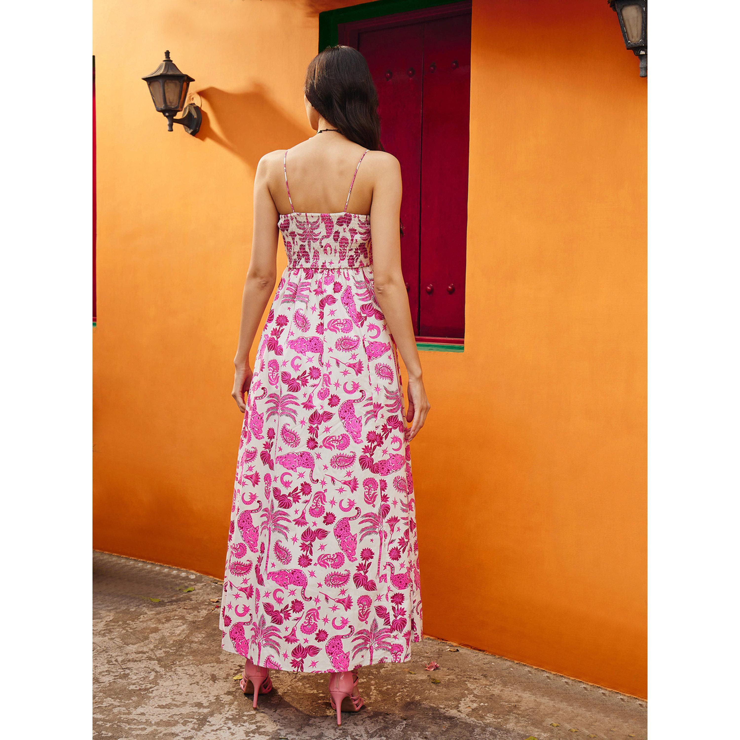 Sassafras X Styli Pink Tropical Print Strappy Maxi Dress-women-clothing-dresses-image-5