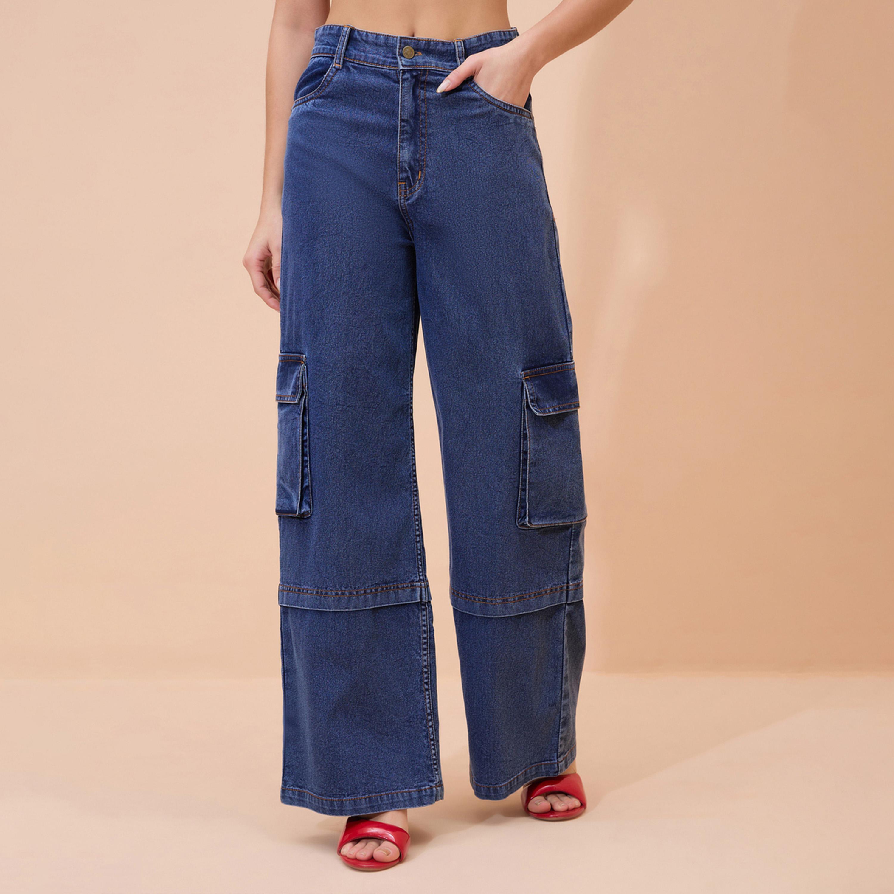 جينز كارغو مستقيم مغسول كحلي-women-clothing-bottoms-jeans-image-1