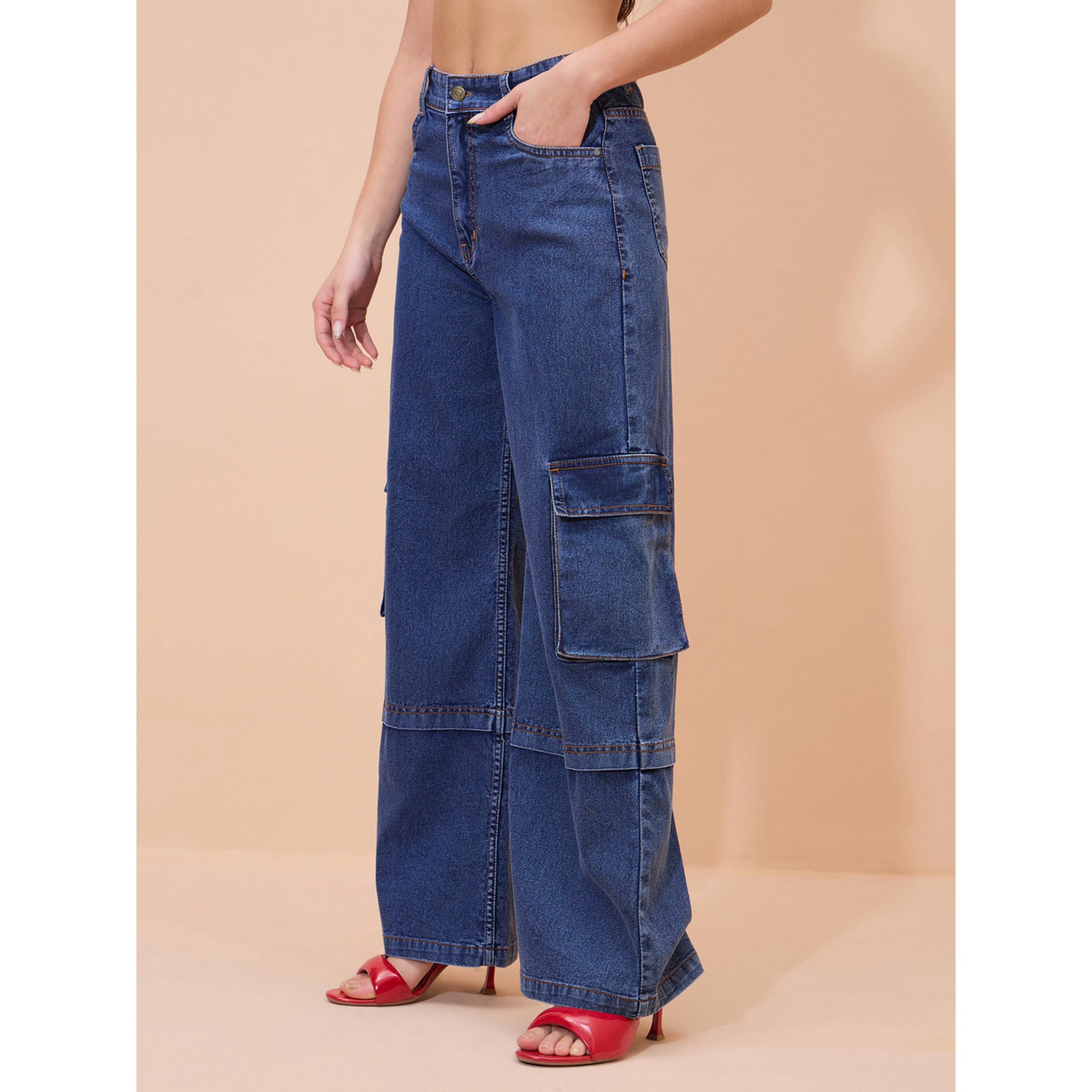 Sassafras X Styli Navy Washed Straight Cargo Jeans-women-clothing-bottoms-jeans-image-3