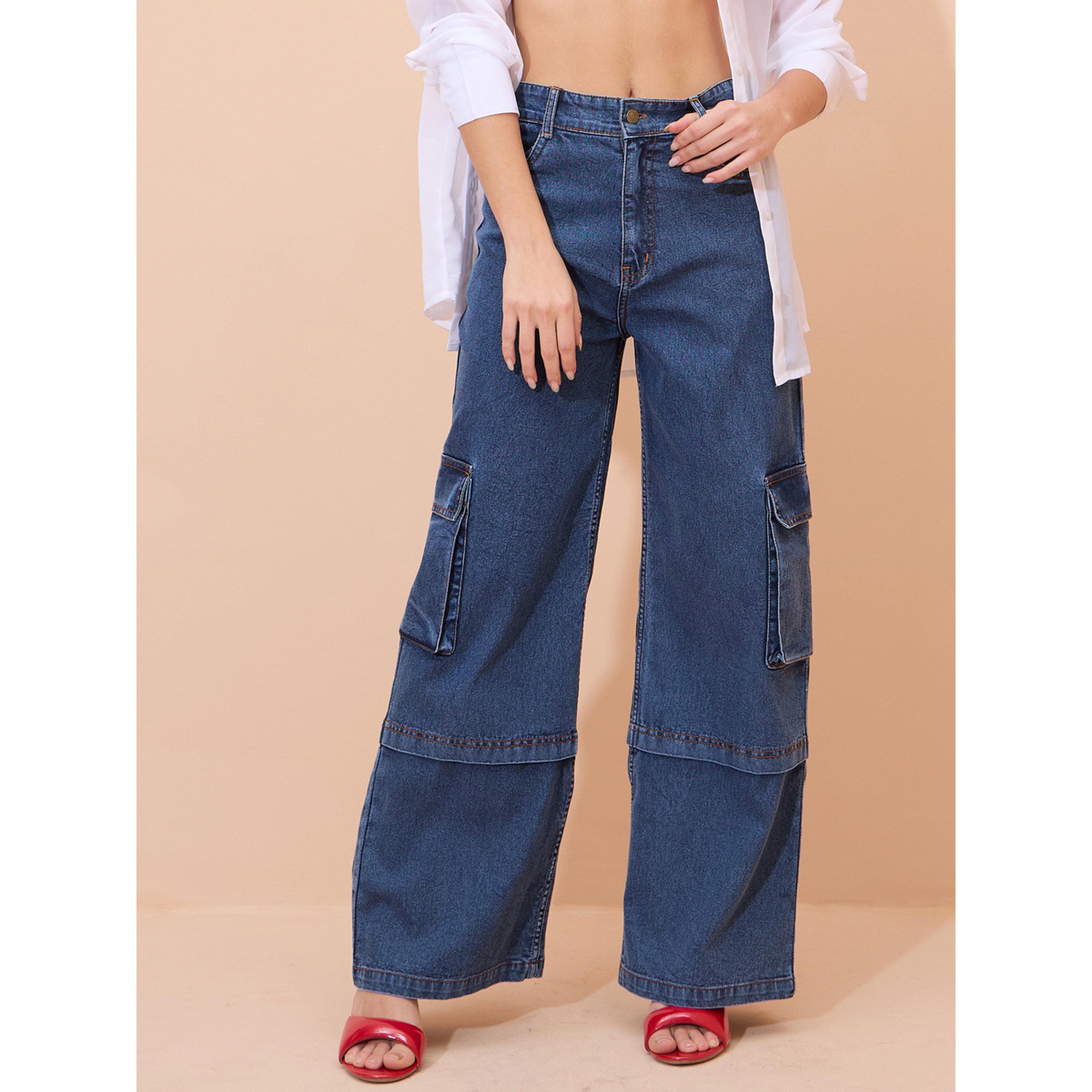 Sassafras X Styli Navy Washed Straight Cargo Jeans-women-clothing-bottoms-jeans-image-6