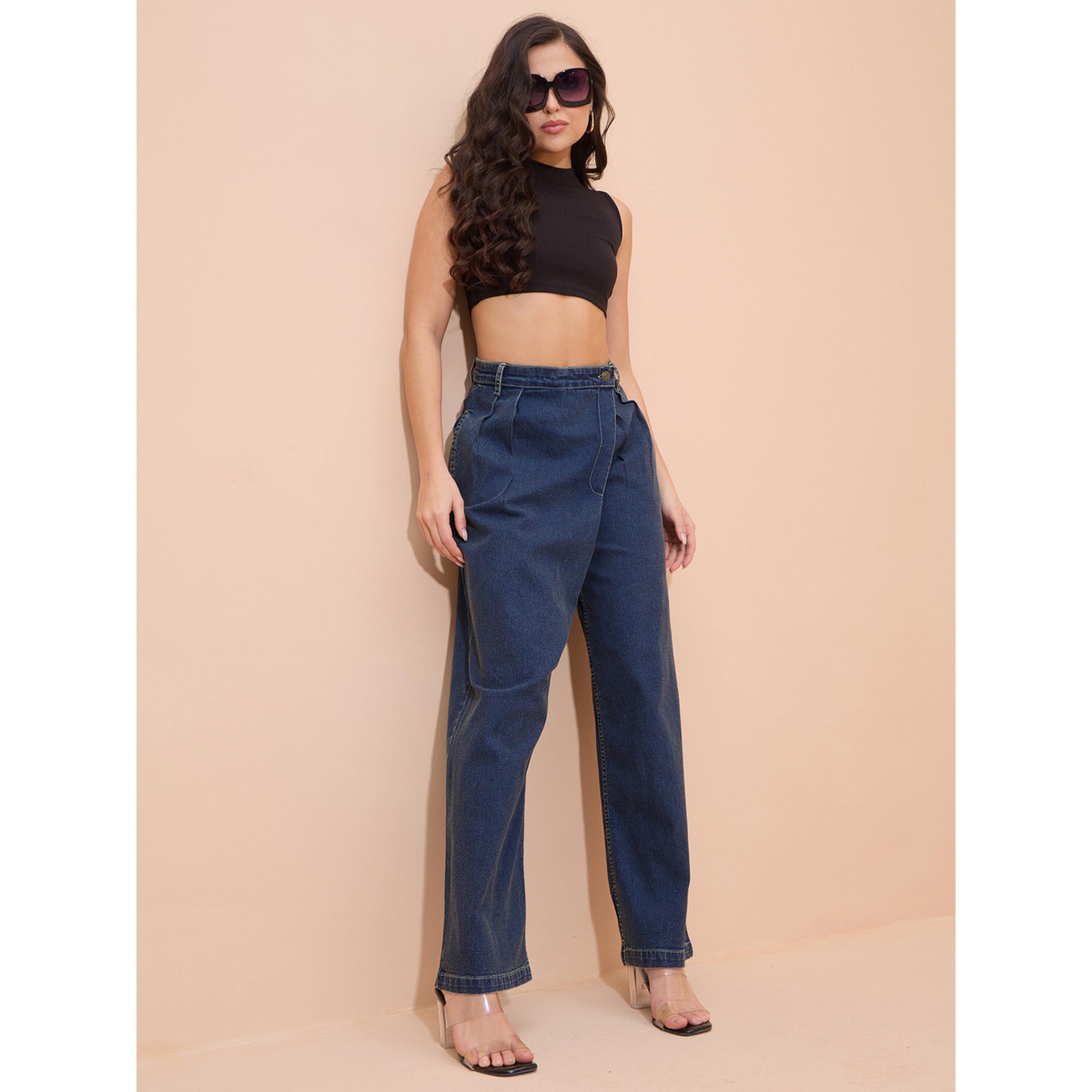 Sassafras X Styli Blue Acid Wash Wrap Straight Jeans-women-clothing-bottoms-jeans-image-2