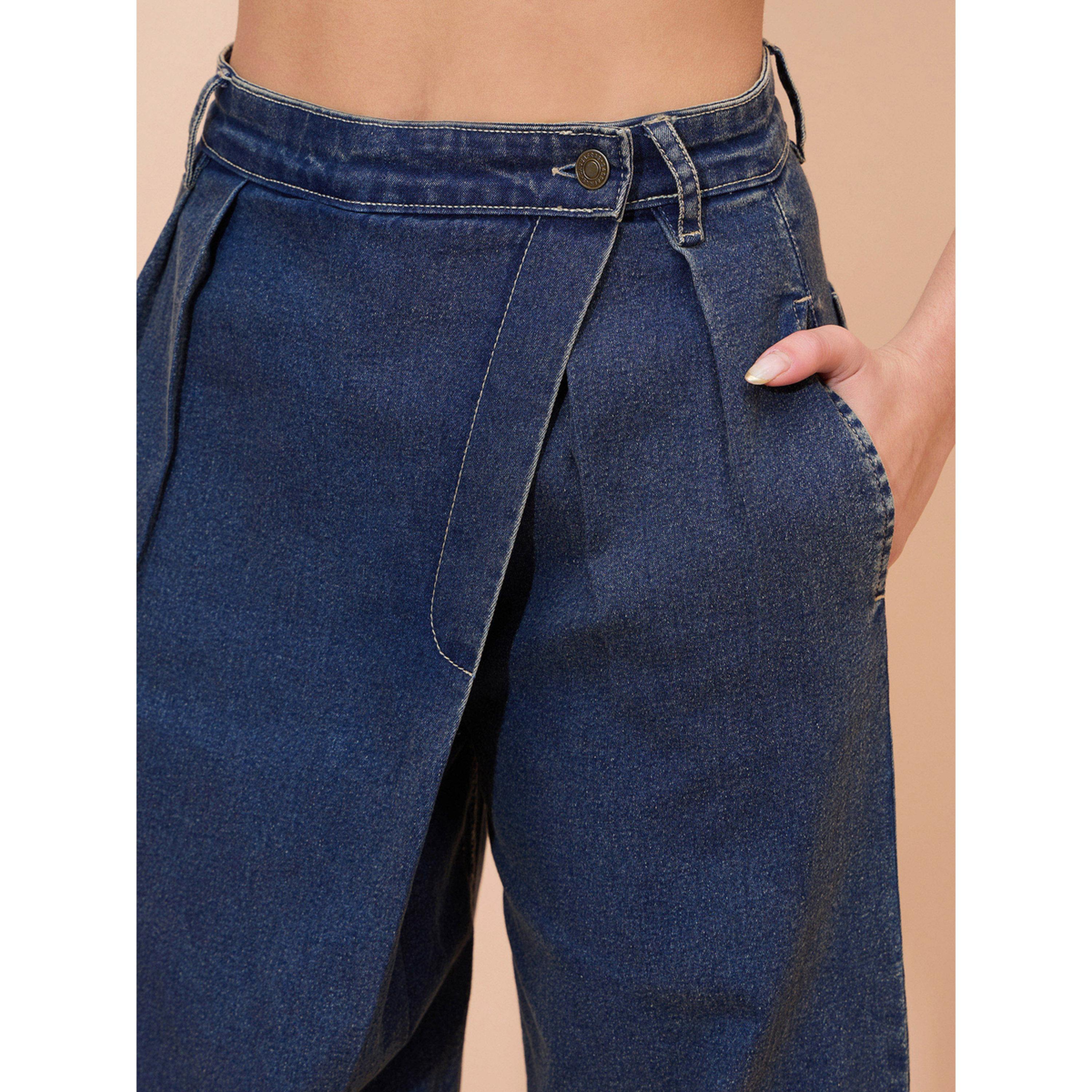 Sassafras X Styli Blue Acid Wash Wrap Straight Jeans-women-clothing-bottoms-jeans-image-4
