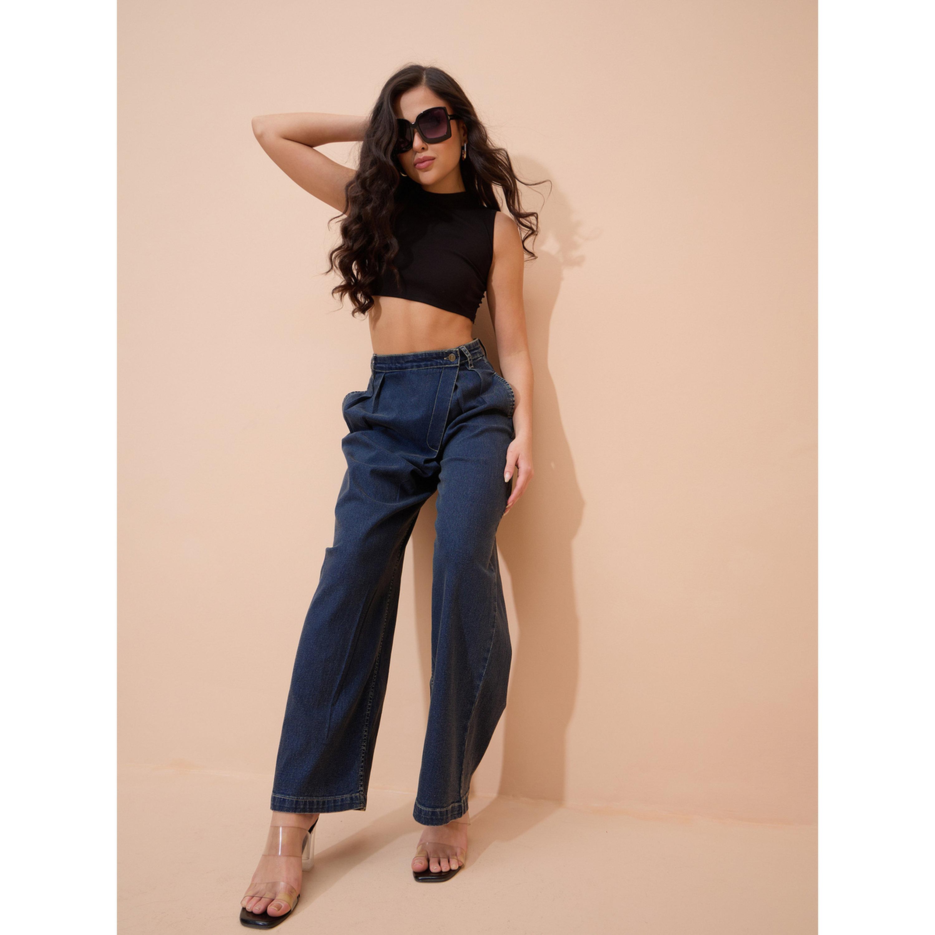 Sassafras X Styli Blue Acid Wash Wrap Straight Jeans-women-clothing-bottoms-jeans-image-6