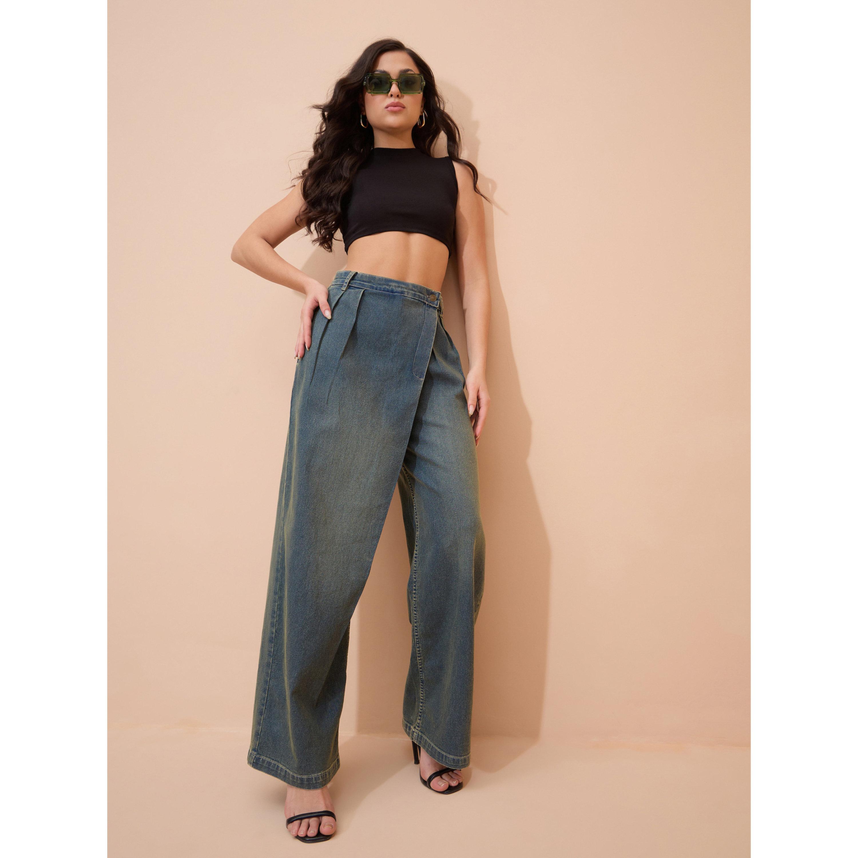 جينز مستقيم بتصميم ملفوف وغسيل أسيد-women-clothing-bottoms-jeans-image-2
