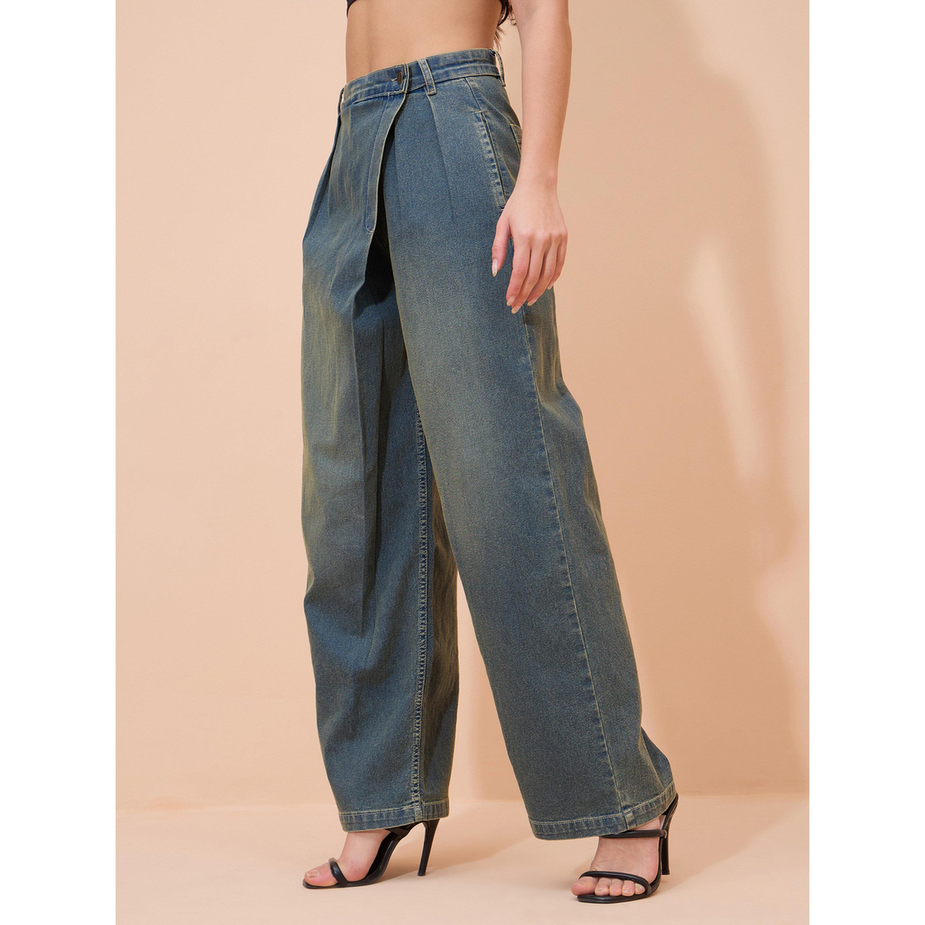 جينز مستقيم بتصميم ملفوف وغسيل أسيد-women-clothing-bottoms-jeans-image-3