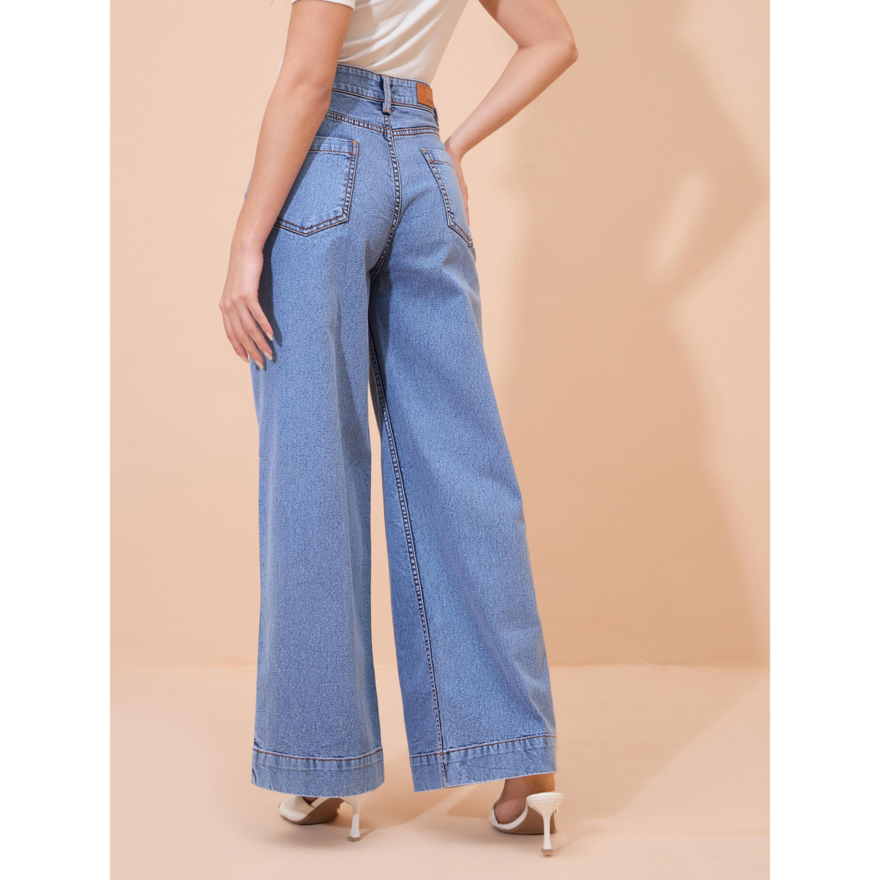 جينز بأرجل واسعة وجيوب أمامية وغسيل أسيد أزرق-women-clothing-bottoms-jeans-image-5