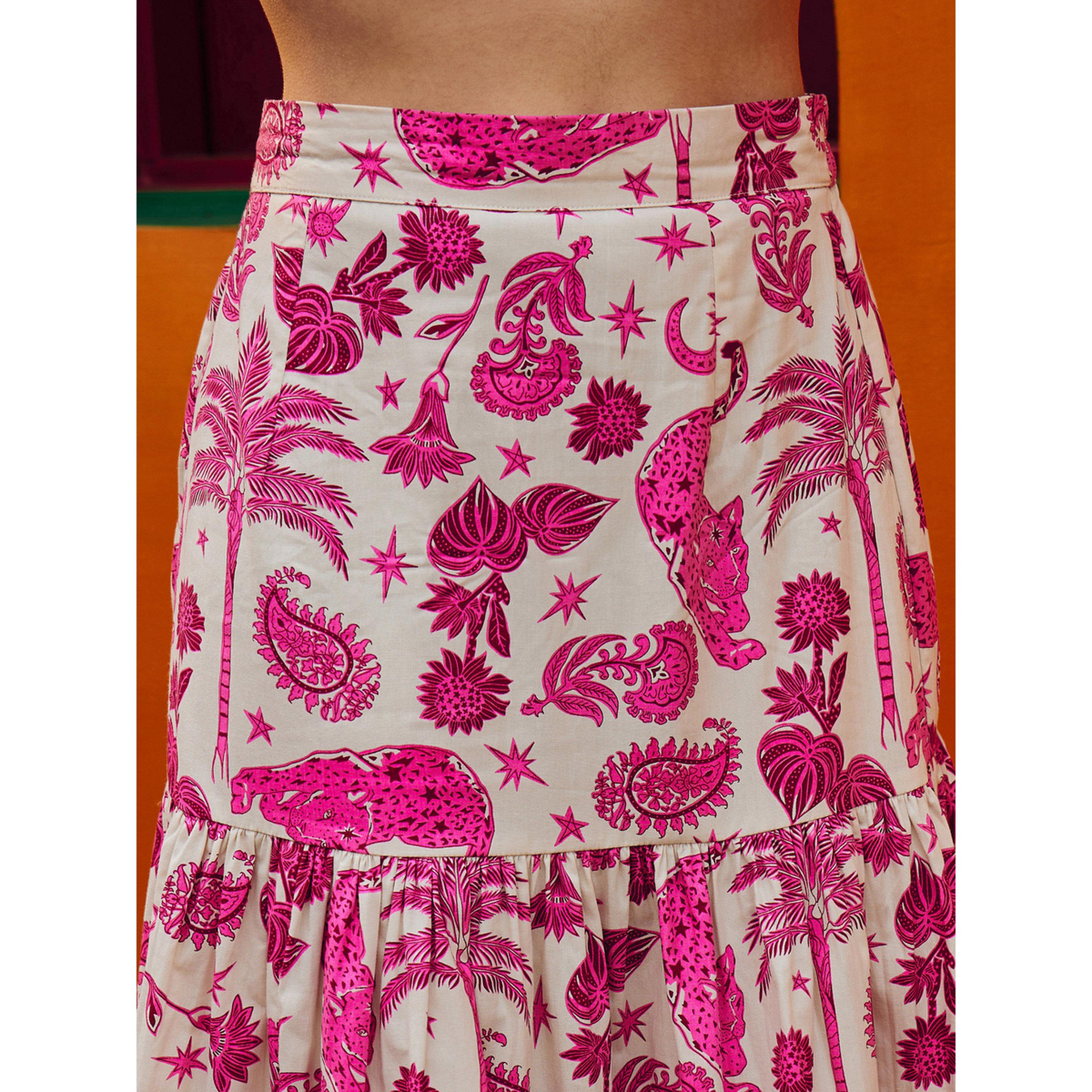 طقم منسق من تنورة وفيست بطبعة حيوانات وردي-women-clothing-coordsets-image-5