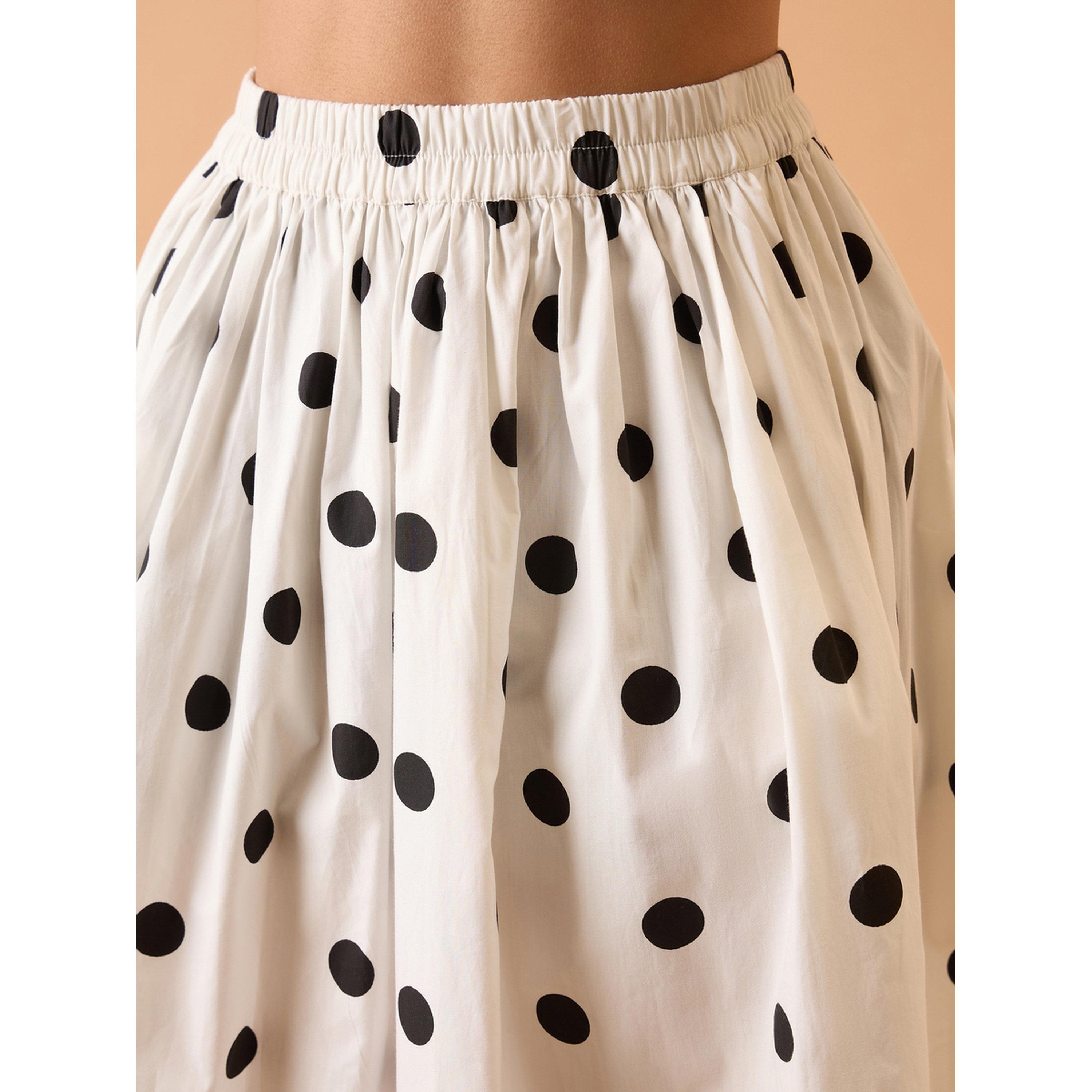 طقم منسق من تنورة وبلوزة قصيرة بطبعة منقطة أبيض-women-clothing-coordsets-image-5