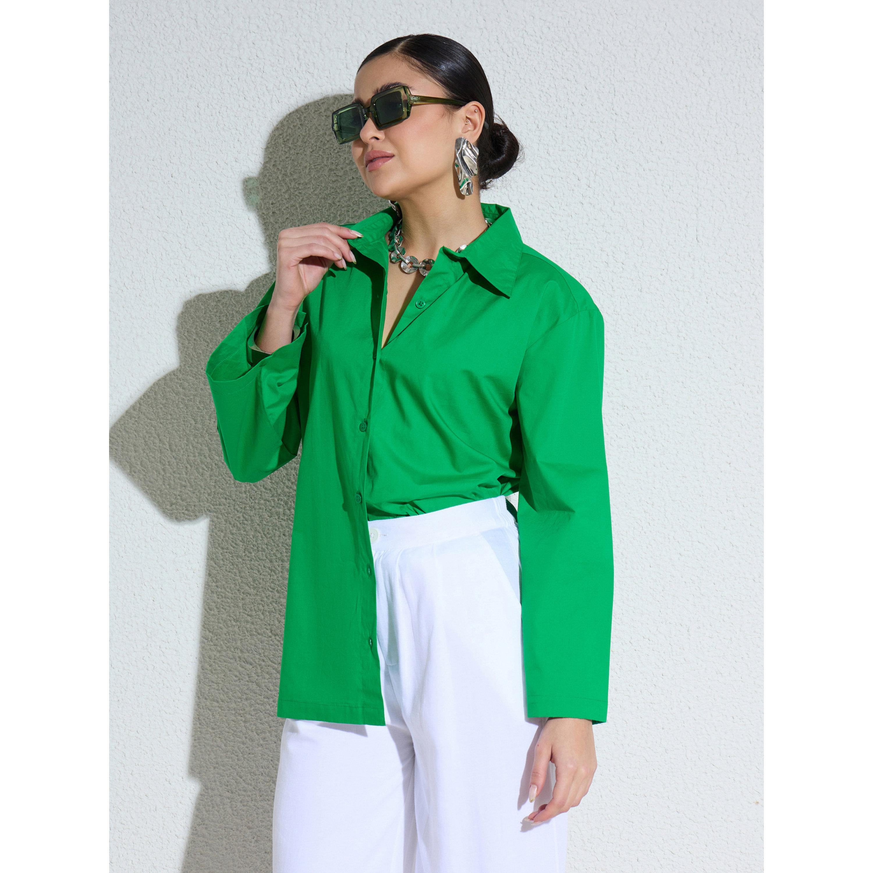 بلوزة بوبلين واسعة بأكمام طويلة أخضر-women-clothing-shirtsandblouses-shirts-image-3