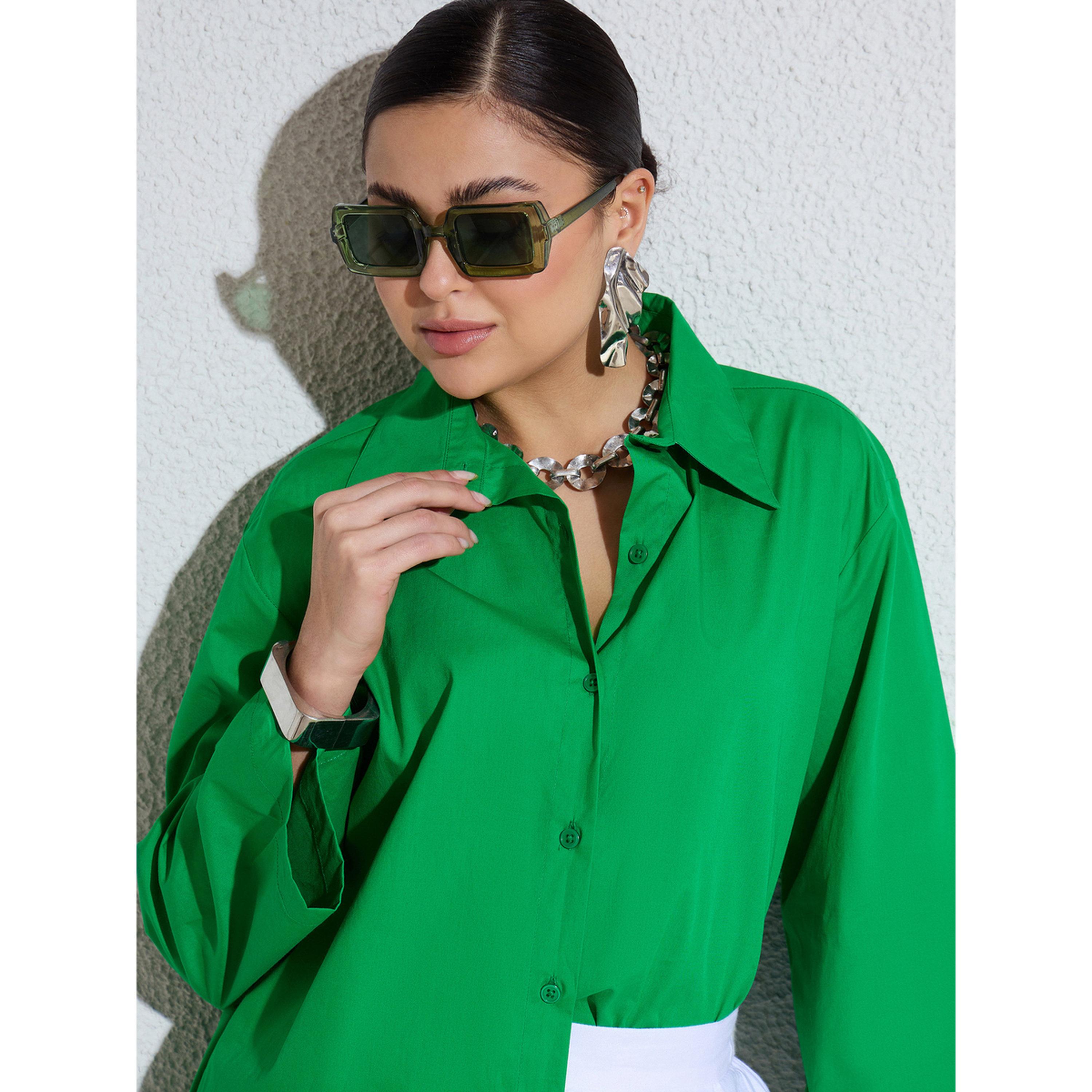 بلوزة بوبلين واسعة بأكمام طويلة أخضر-women-clothing-shirtsandblouses-shirts-image-4