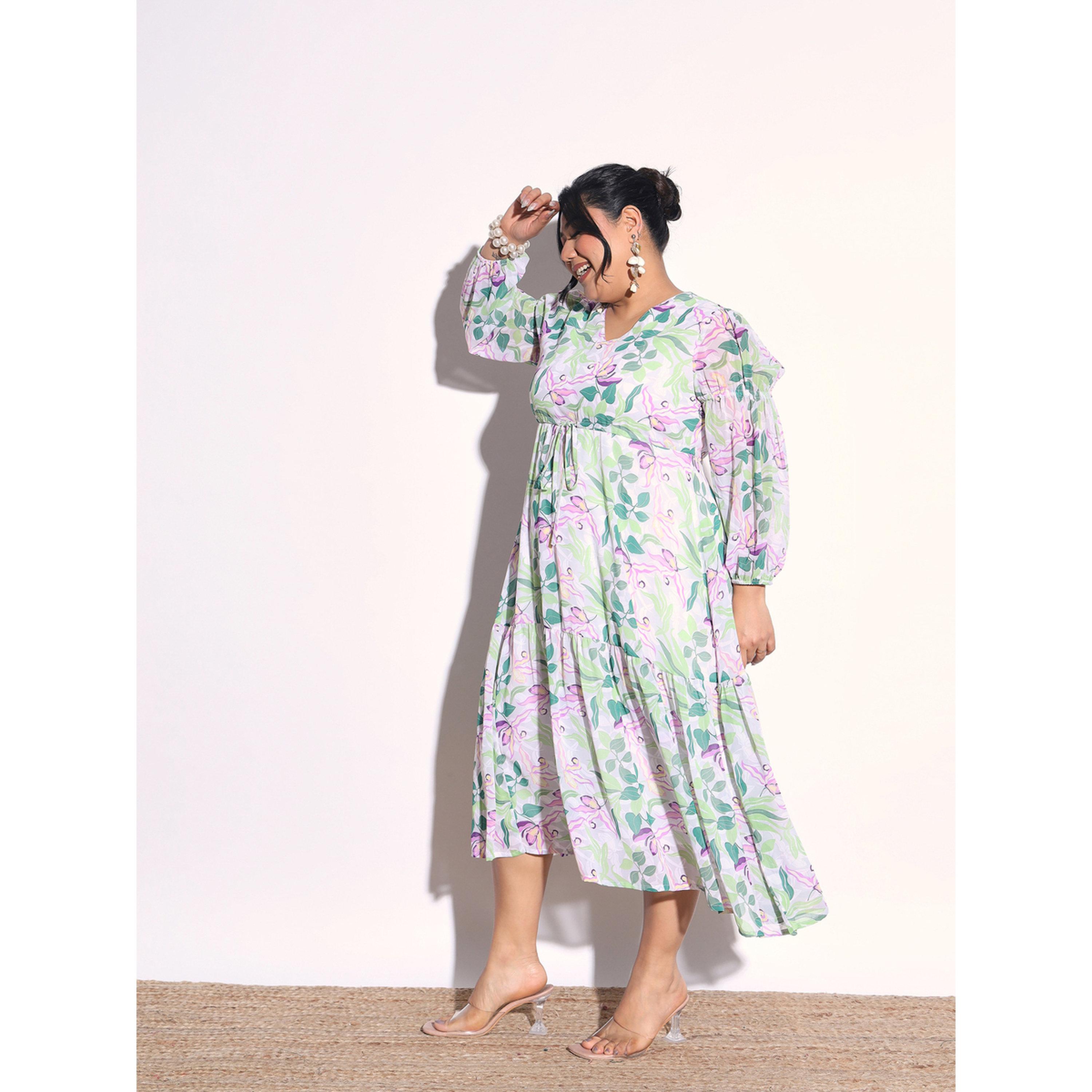 Sassafras X Styli Plus Size Floral Print Tiered Drawstring Midi Dress-women-clothing-dresses-image-3