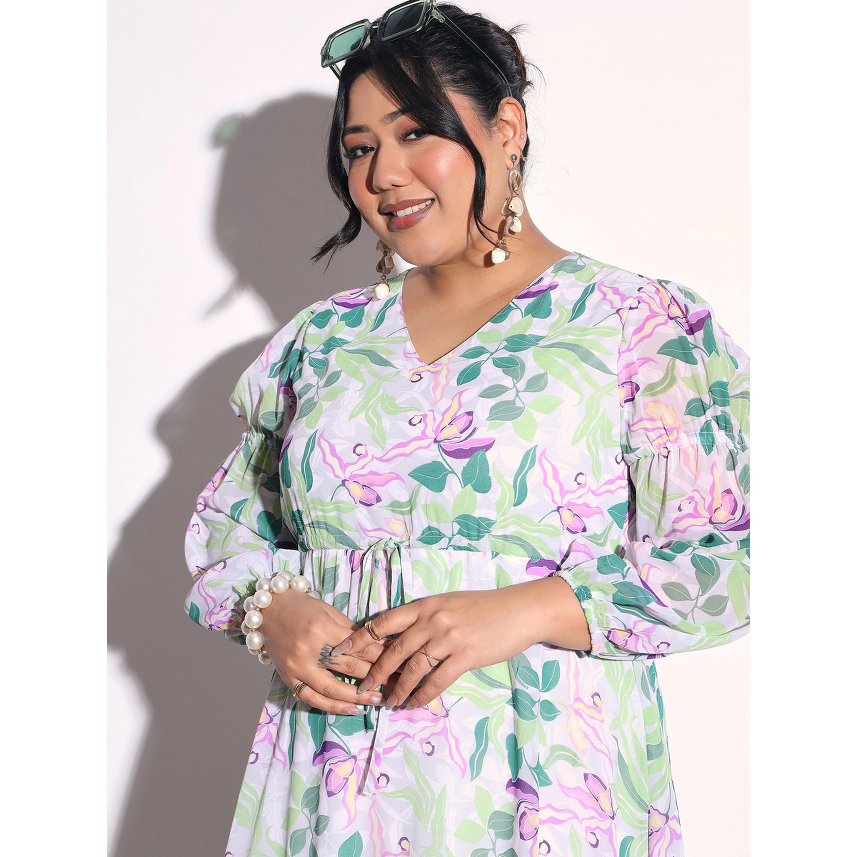 Sassafras X Styli Plus Size Floral Print Tiered Drawstring Midi Dress-women-clothing-dresses-image-4