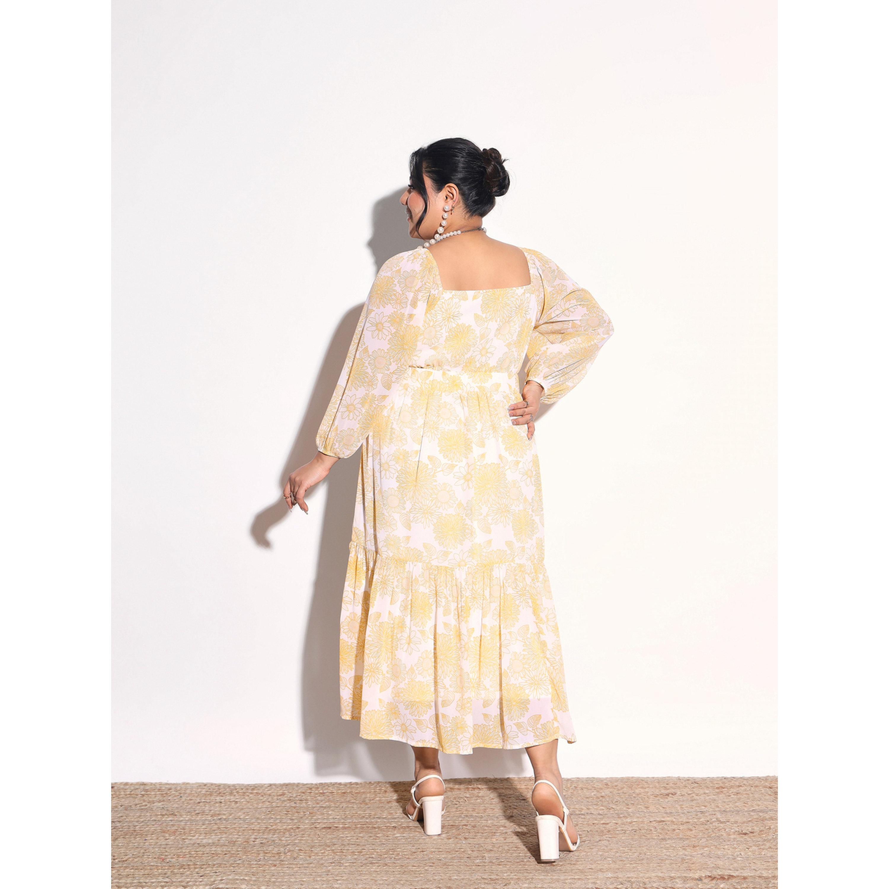 Sassafras X Styli Plus Size Yellow Floral Tiered Midi Dress-women-clothing-dresses-image-5