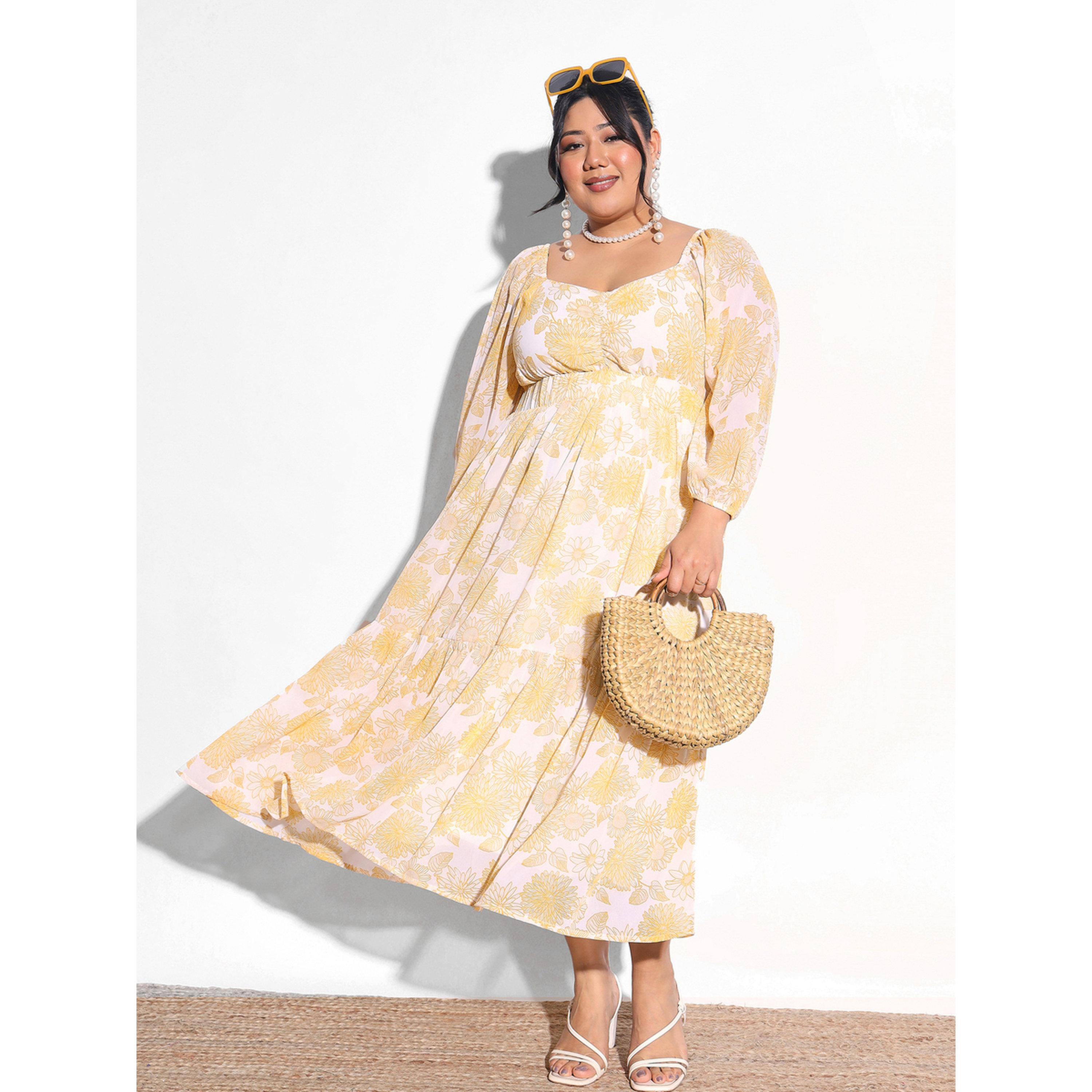 Sassafras X Styli Plus Size Yellow Floral Tiered Midi Dress-women-clothing-dresses-image-6