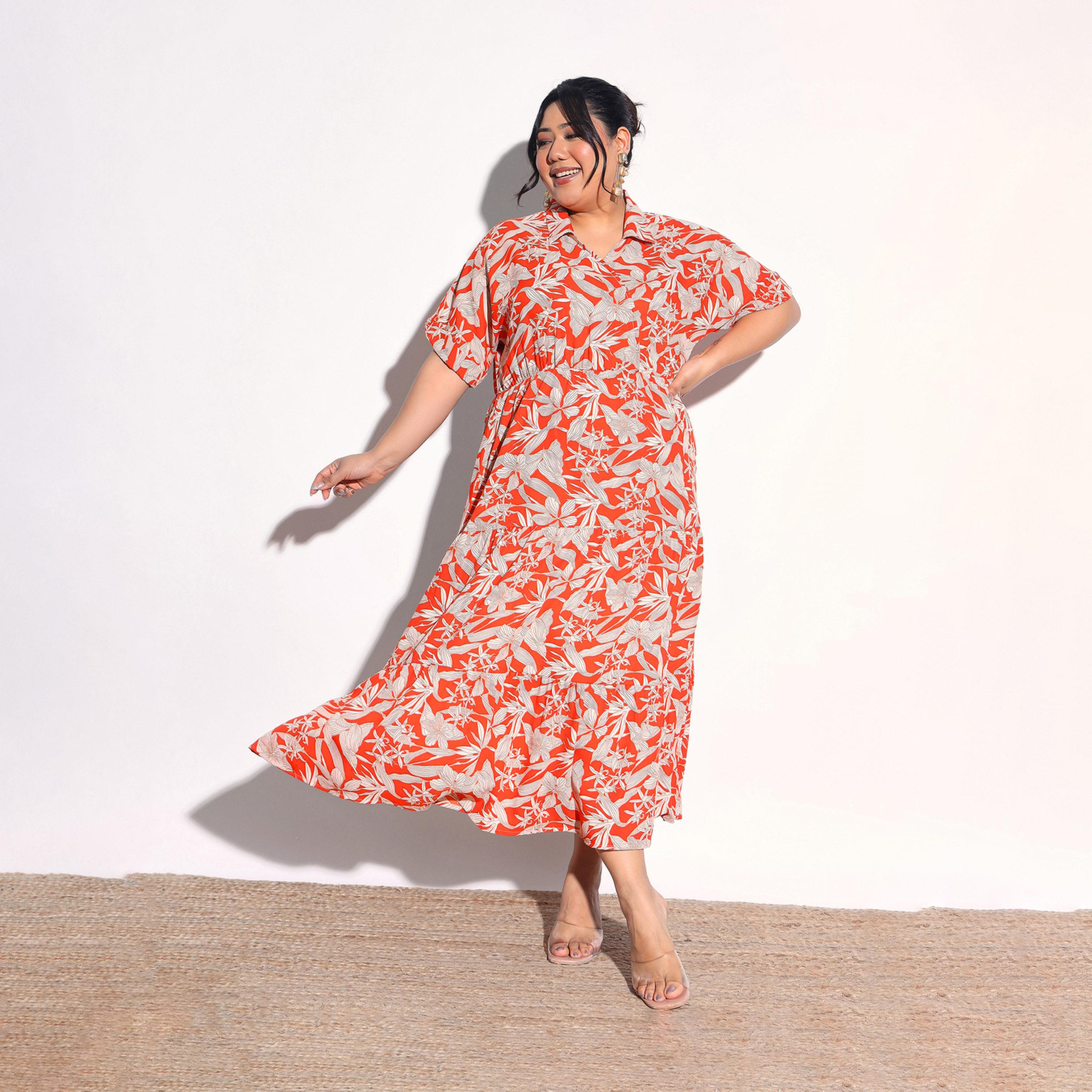 فستان طويل بطبقات وطبعة زهور مقاس كبير-women-clothing-dresses-image-1