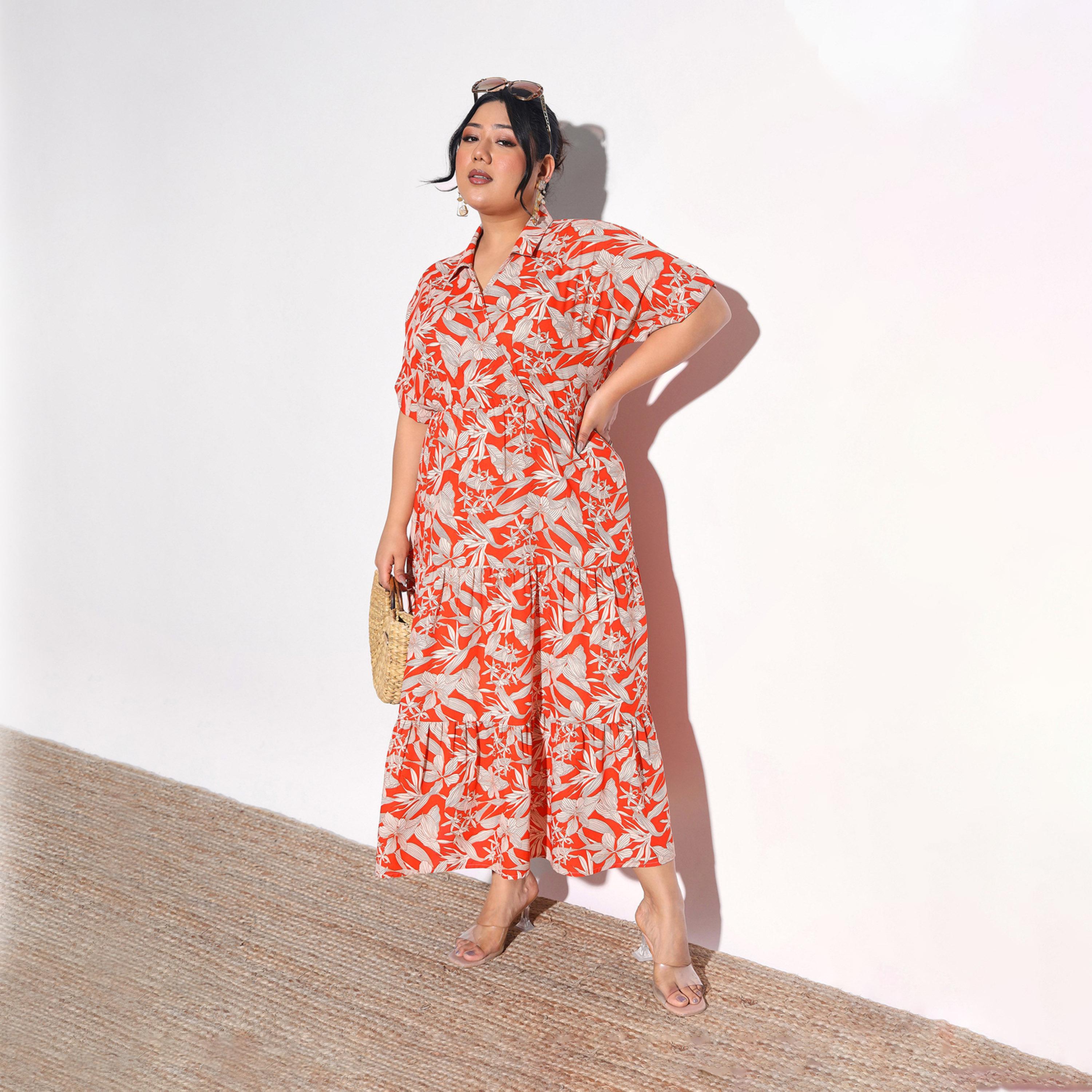 فستان طويل بطبقات وطبعة زهور مقاس كبير-women-clothing-dresses-image-3