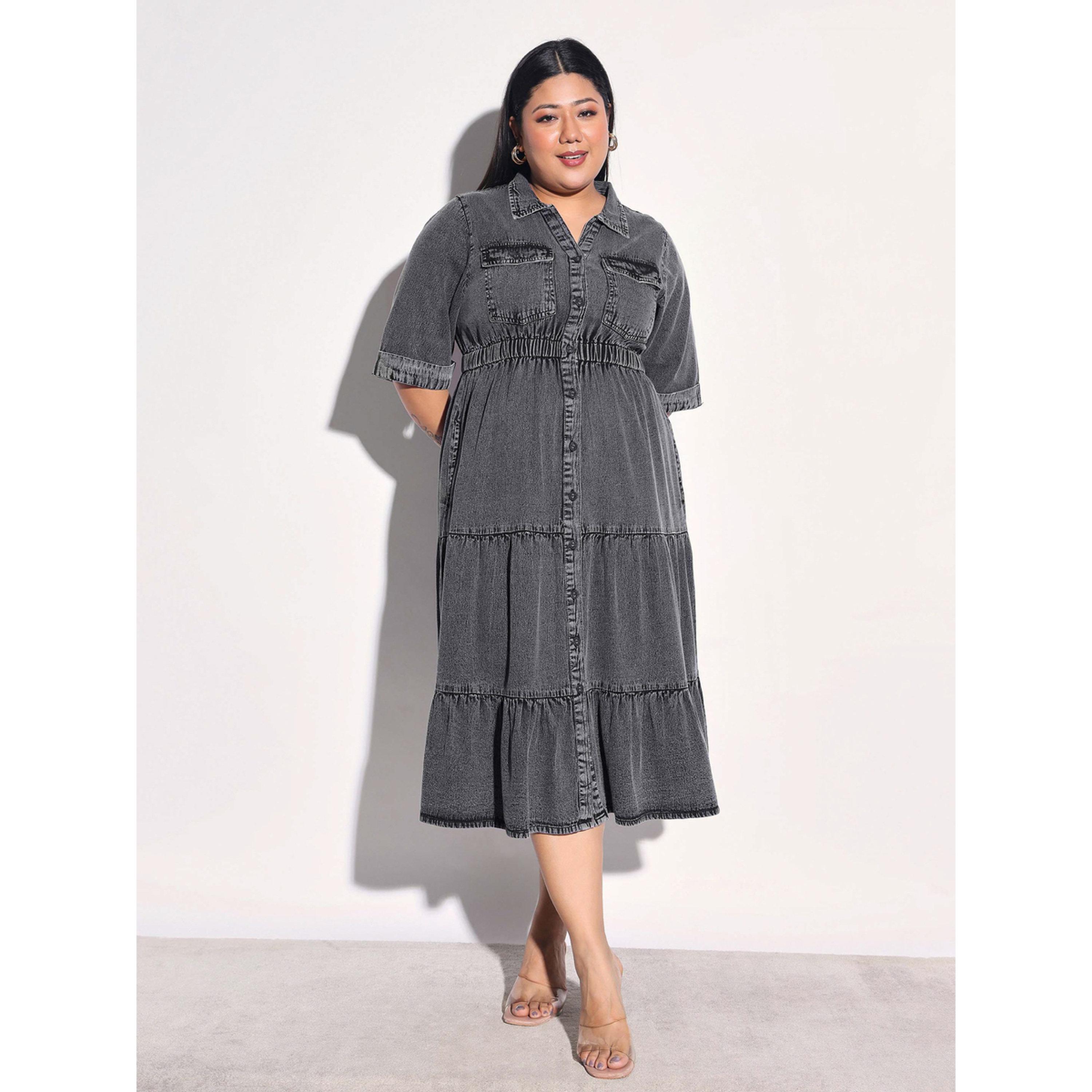 فستان ميدي متعدد الطبقات دنيم بمقاس كبير-women-clothing-dresses-image-1