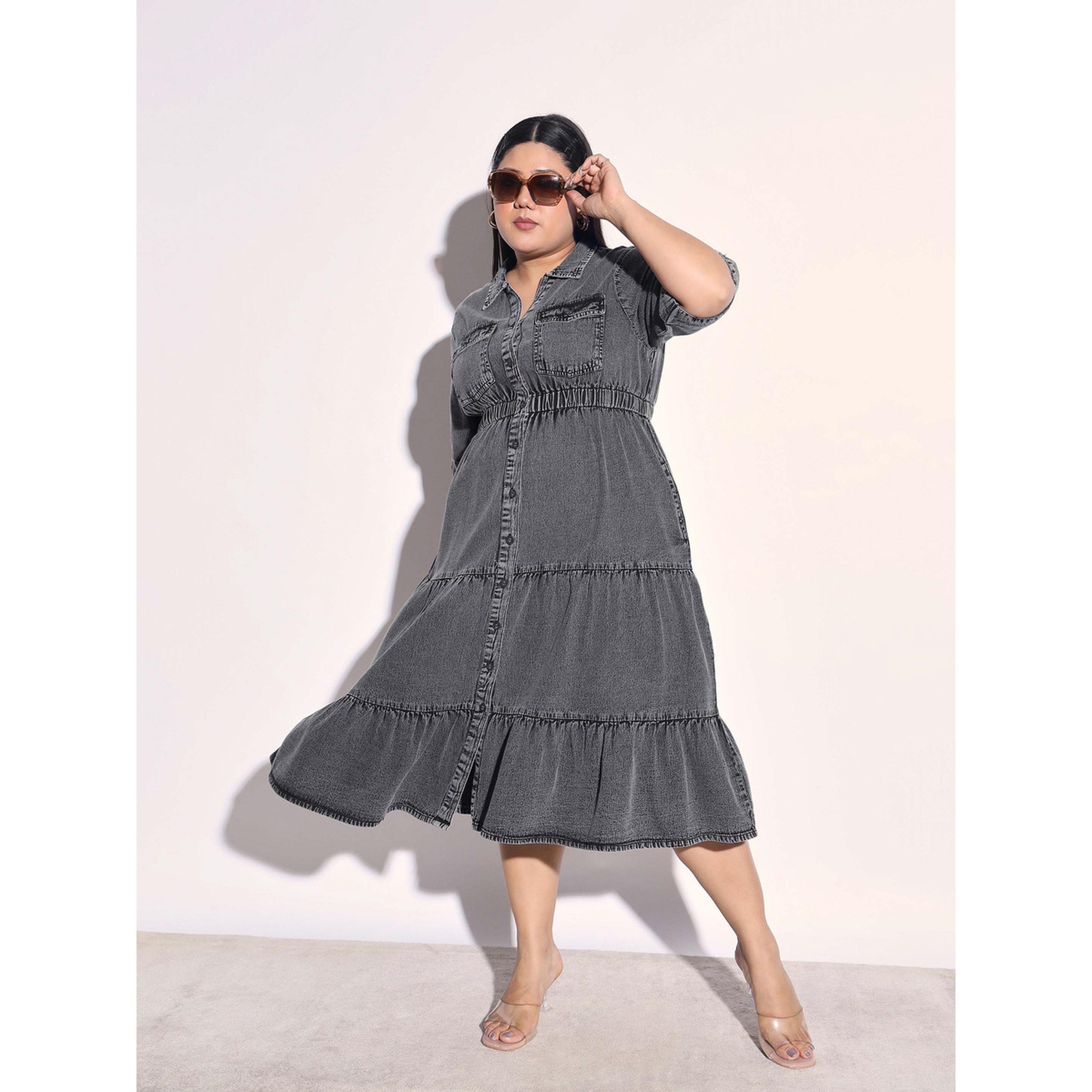 فستان ميدي متعدد الطبقات دنيم بمقاس كبير-women-clothing-dresses-image-4