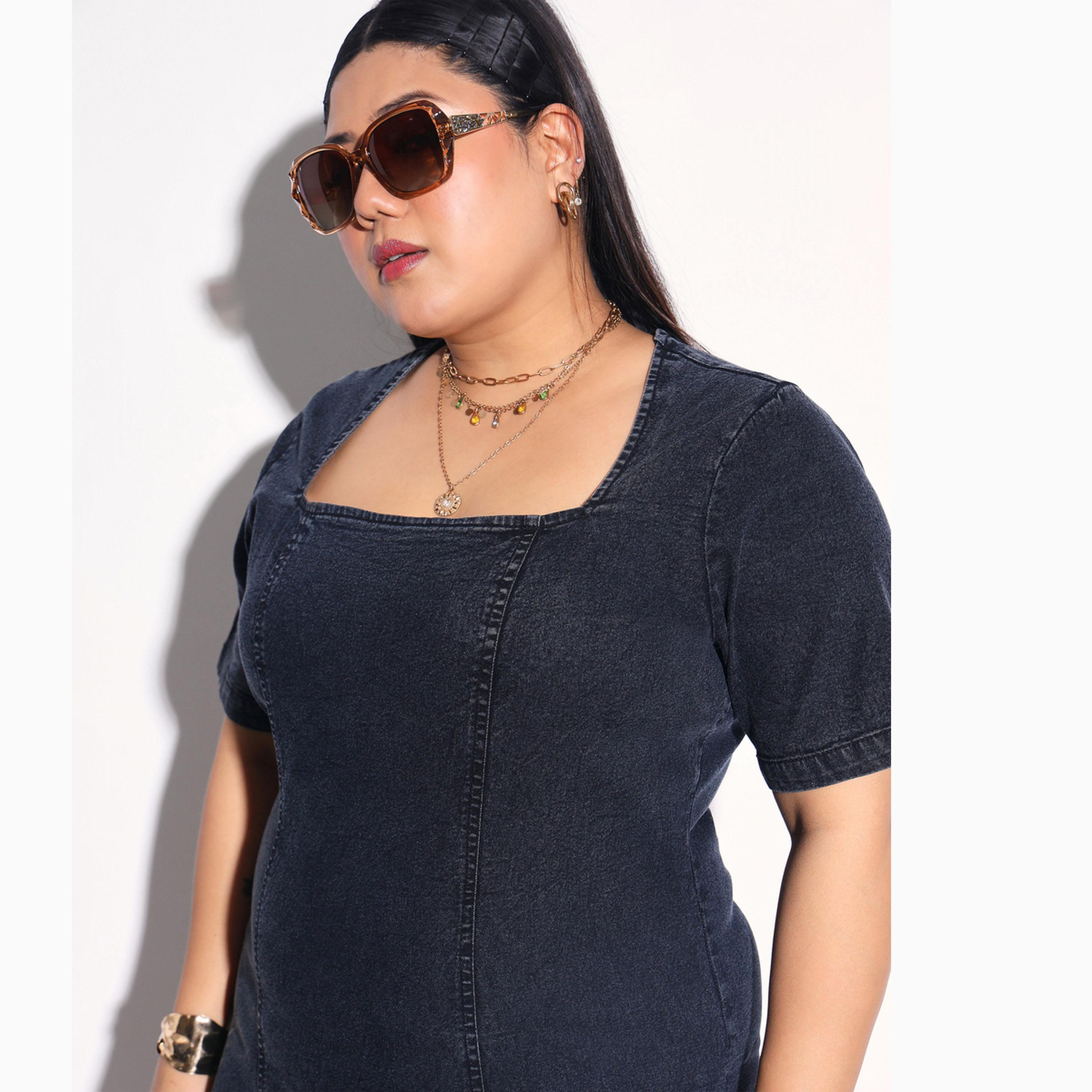 فستان ميدي ضيق دنيم بنمط مغسول مقاس كبير-women-clothing-dresses-image-6