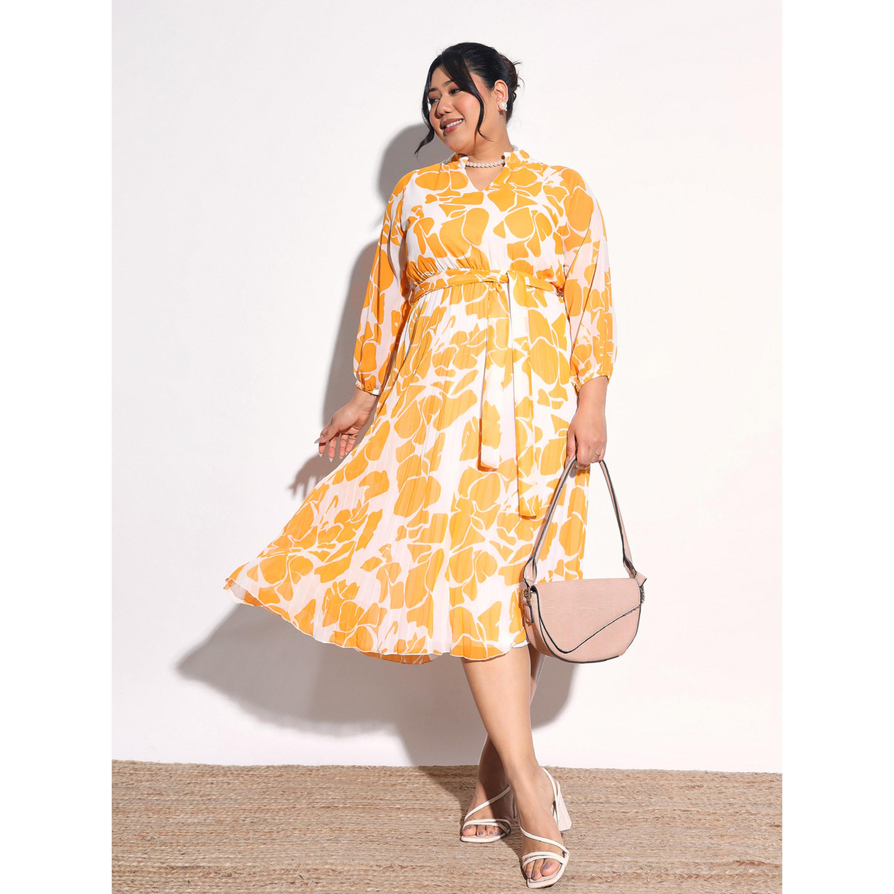 فستان ميدي بكسرات وطبعات زهور بمقاس كبير-women-clothing-dresses-image-4