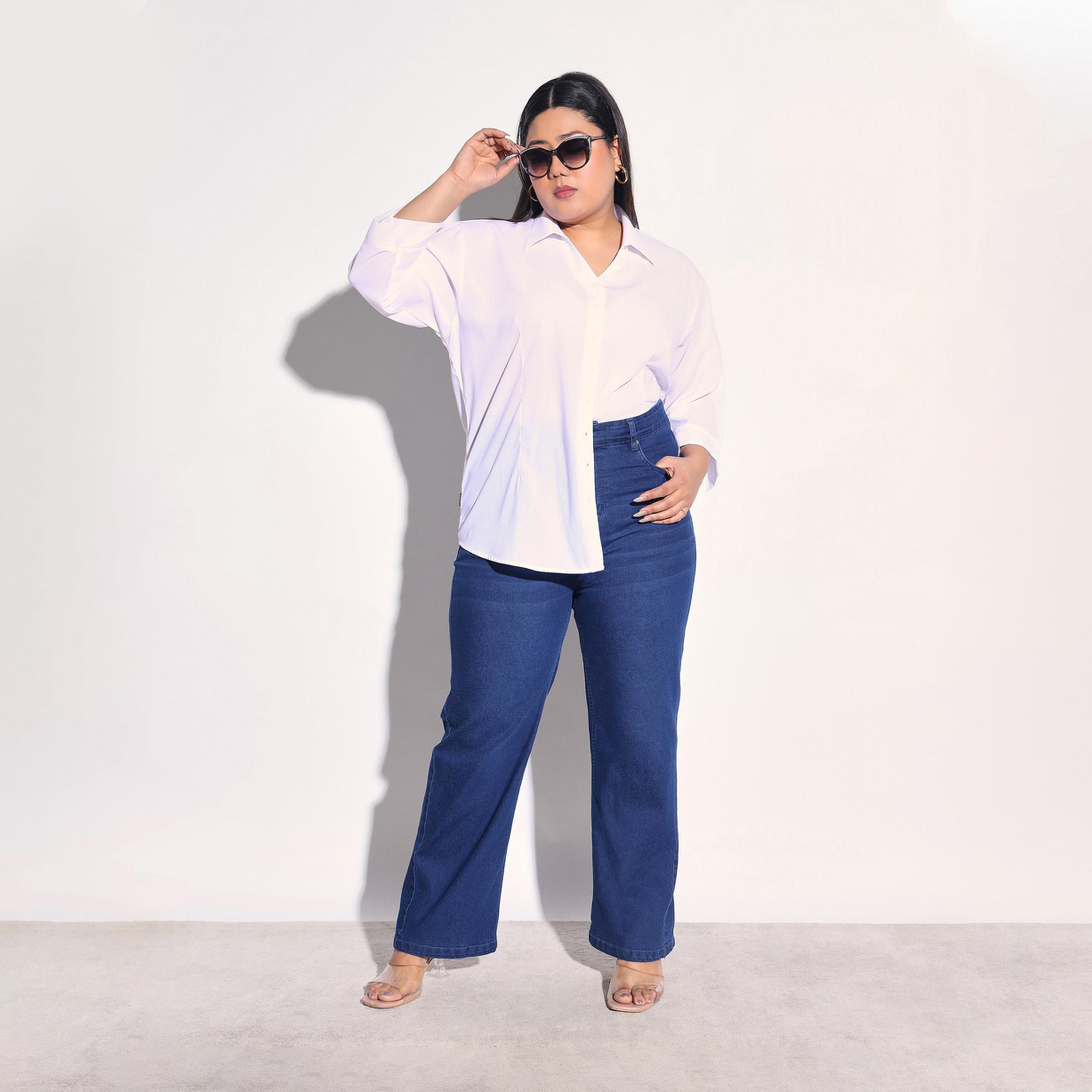 جينز بقصة مستقيمة وتفاصيل ويسكر مقاس كبير-women-clothing-bottoms-jeans-image-2