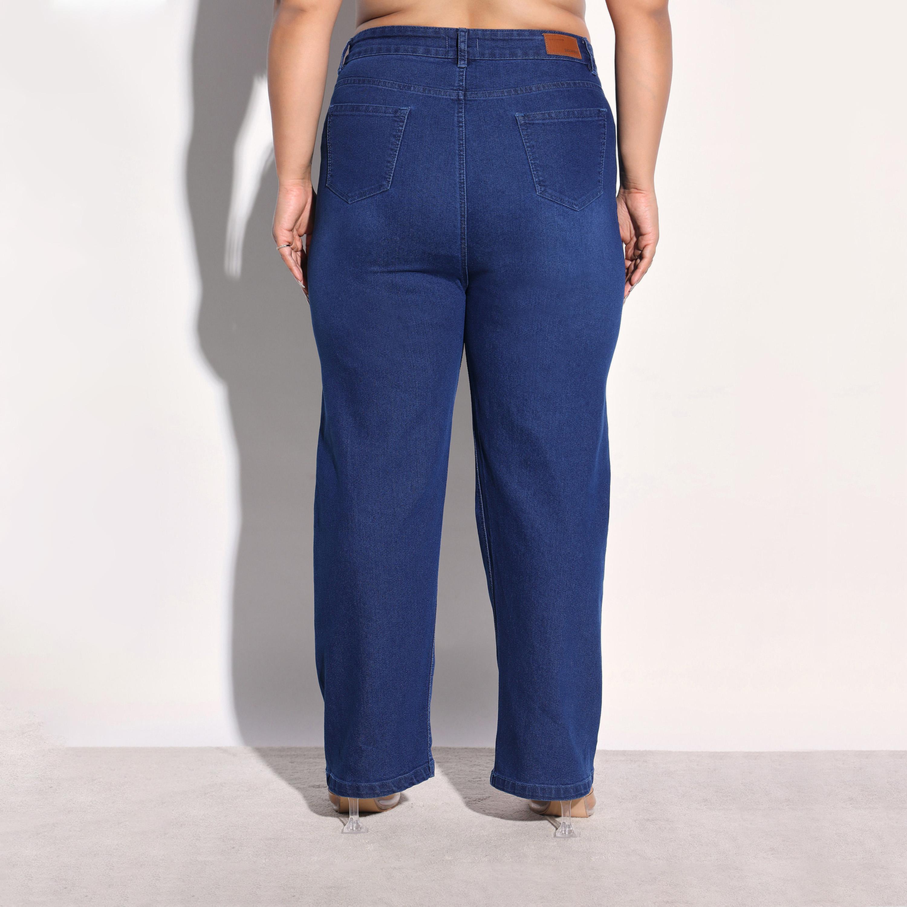 جينز بقصة مستقيمة وتفاصيل ويسكر مقاس كبير-women-clothing-bottoms-jeans-image-5