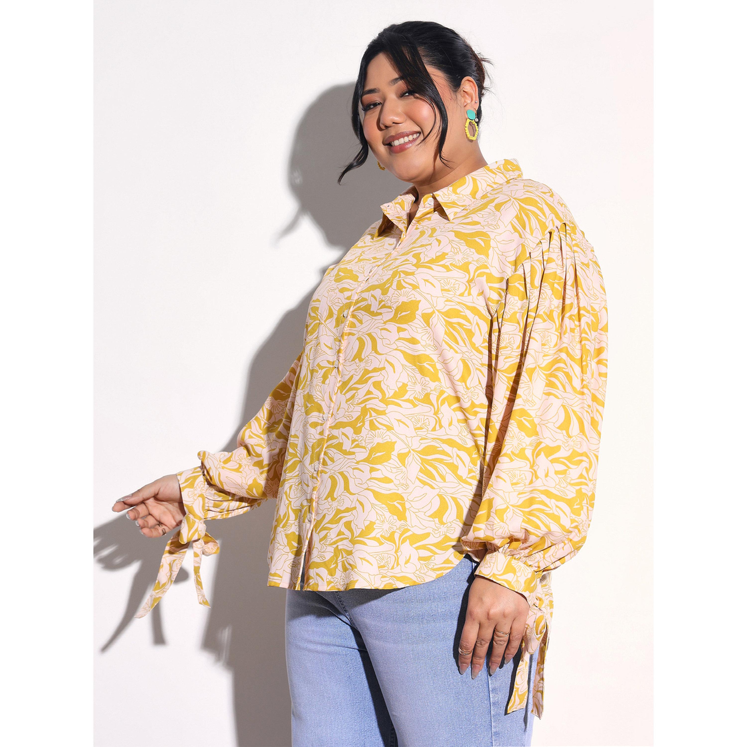 بلوزة بياقة وطبعات زهور بمقاس كبير-women-clothing-shirtsandblouses-shirts-image-3