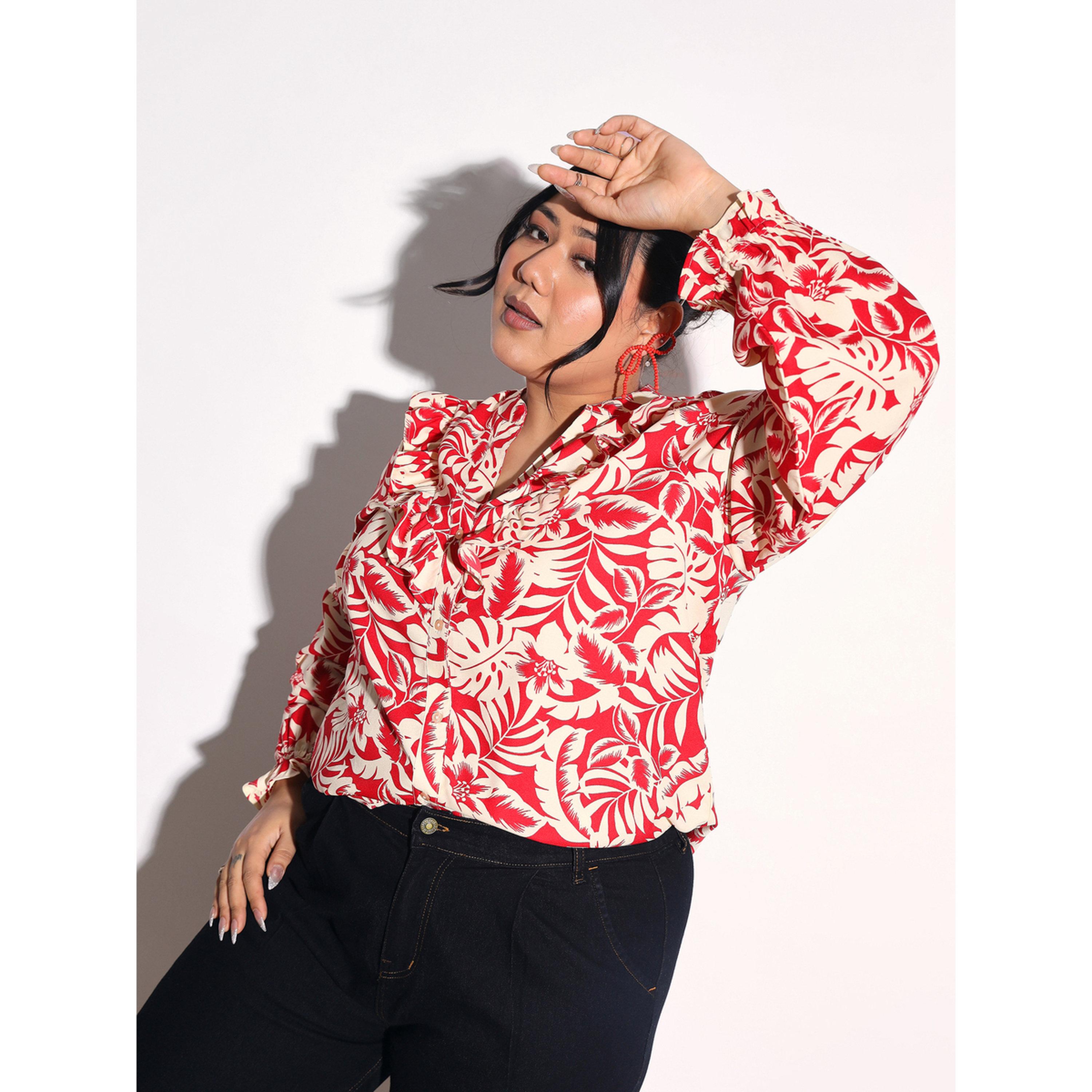 بلوزة بطبعات زهور وكشكش أمامي بمقاس كبير-women-clothing-shirtsandblouses-shirts-image-6