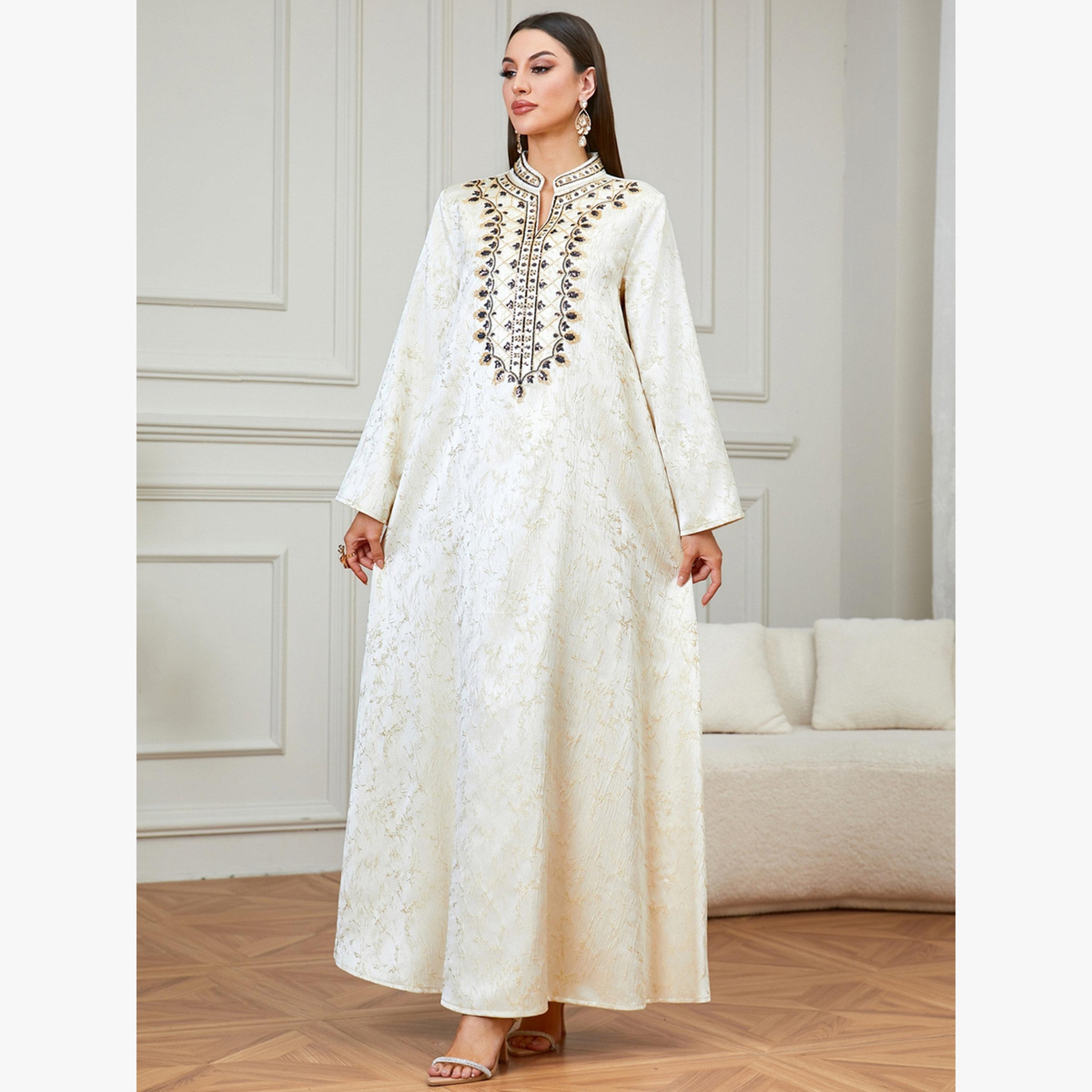 Take Two Cream Embroidered Pattern Jalabiya-women-arabicclothing-jalabiyas-image-2