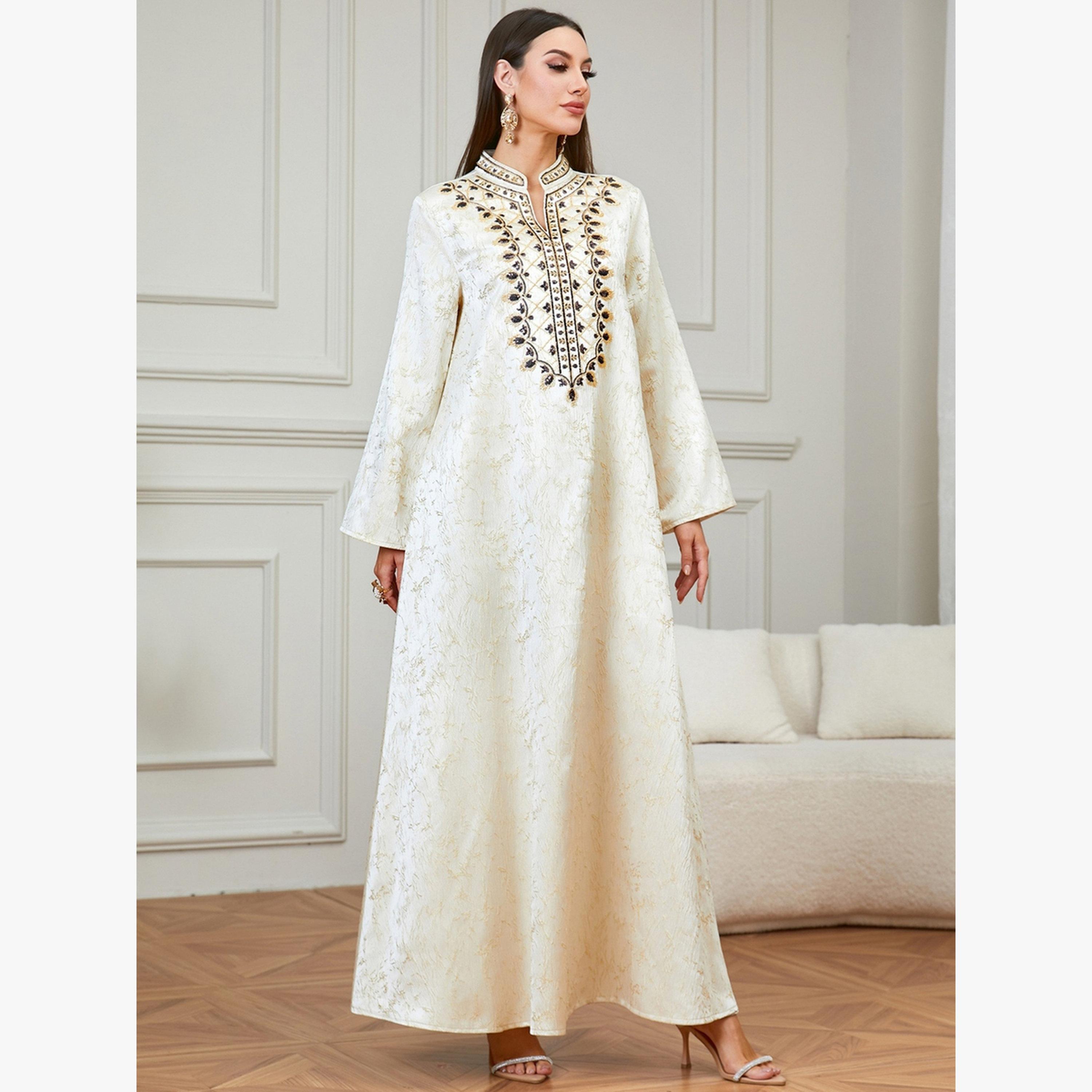 Take Two Cream Embroidered Pattern Jalabiya-women-arabicclothing-jalabiyas-image-5