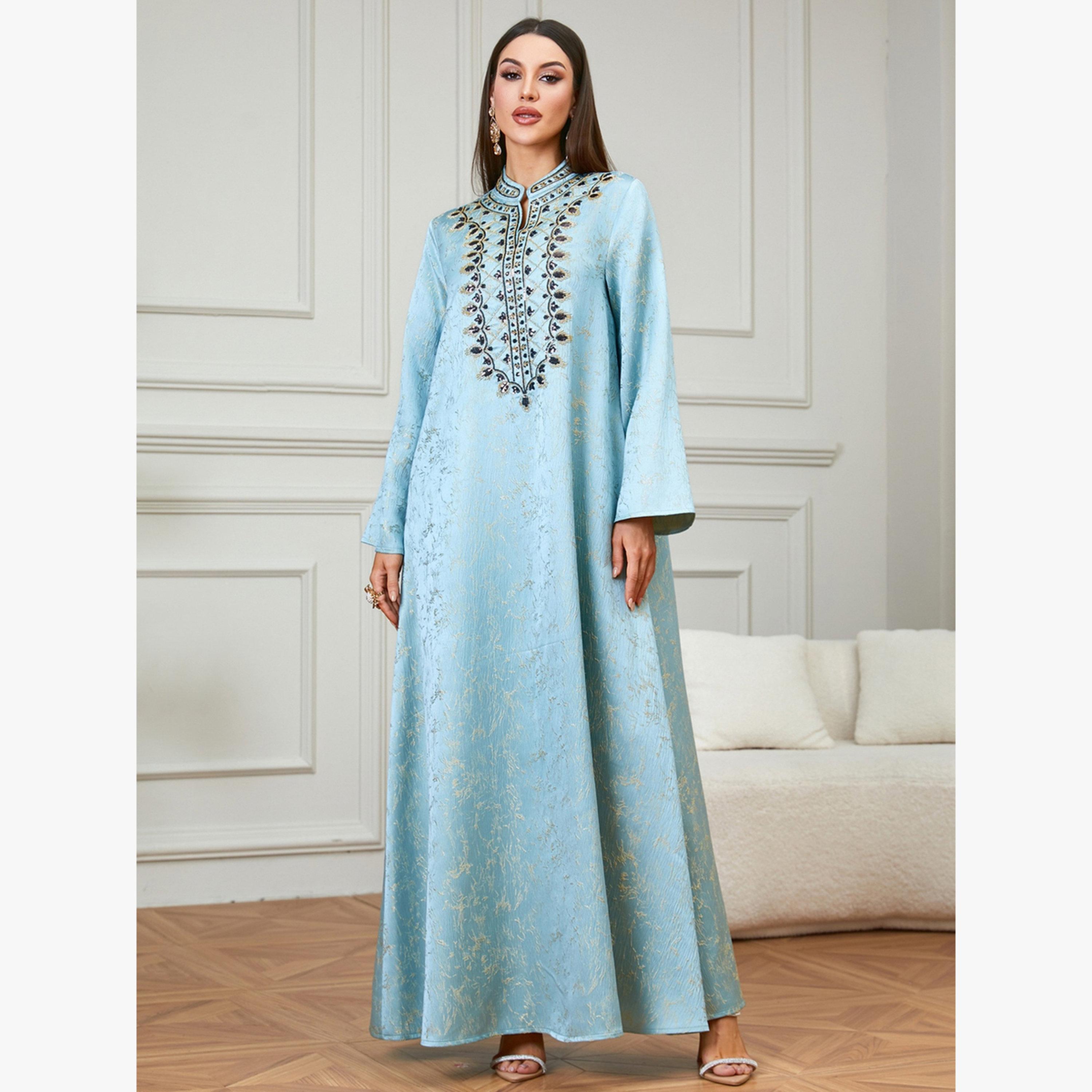 Take Two Blue Embroidered Pattern Jalabiya-women-arabicclothing-jalabiyas-image-3