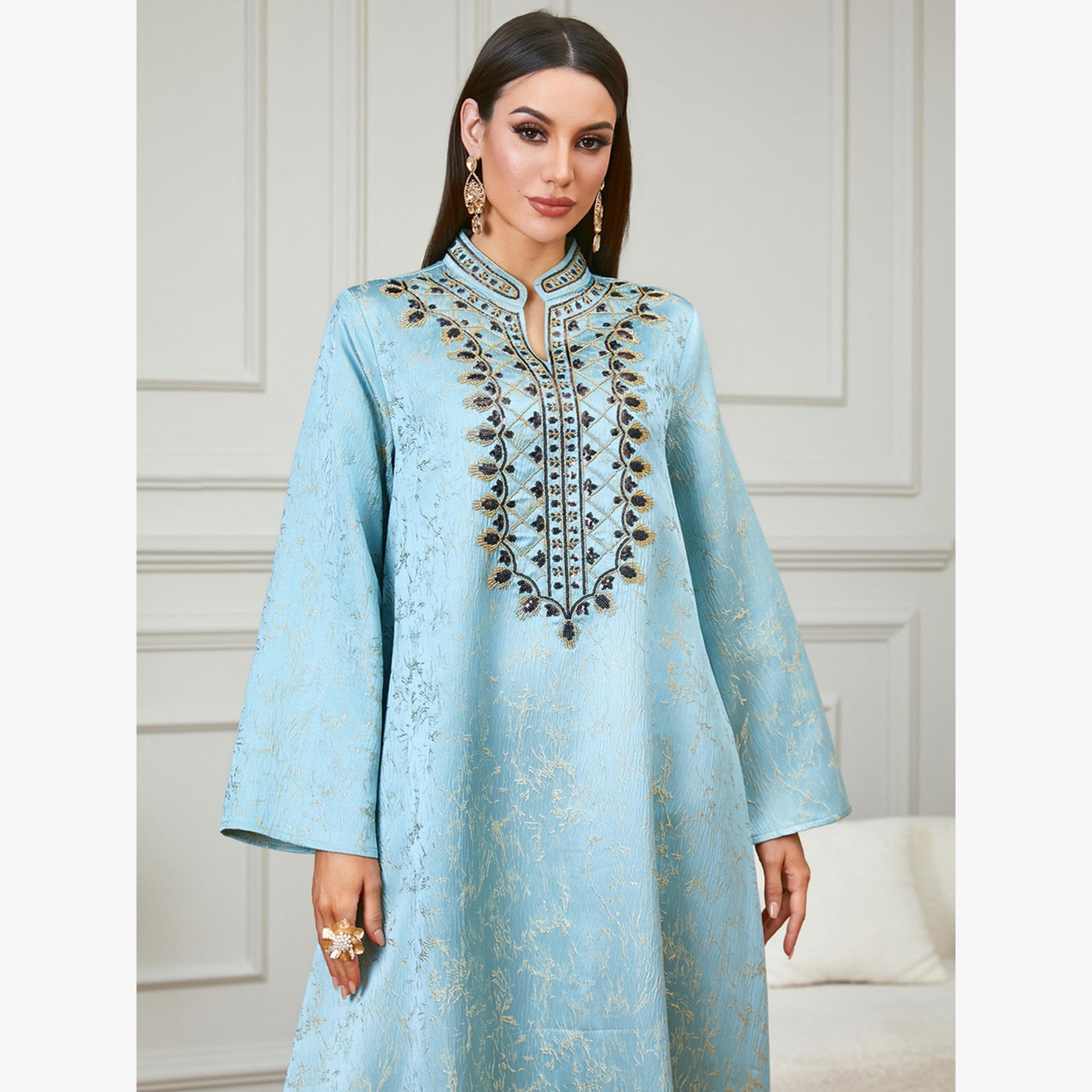 Take Two Blue Embroidered Pattern Jalabiya-women-arabicclothing-jalabiyas-image-5