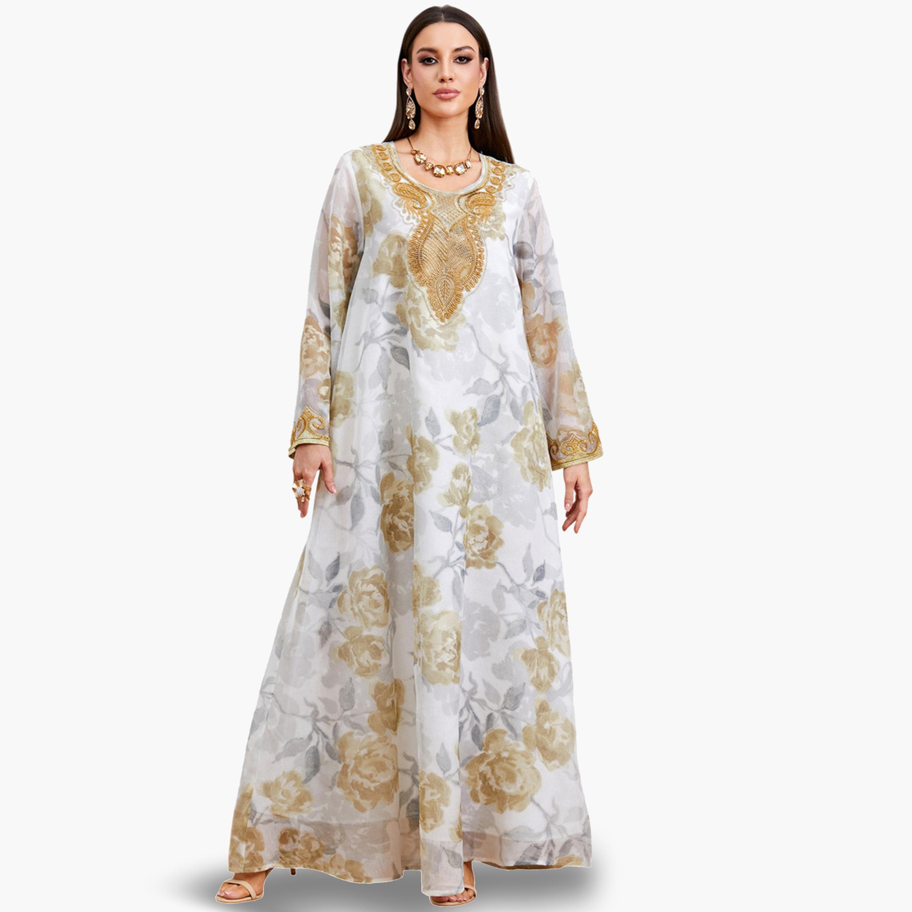 جلابية مطرزة بالخرز وطبعة أزهار-women-arabicclothing-jalabiyas-image-2