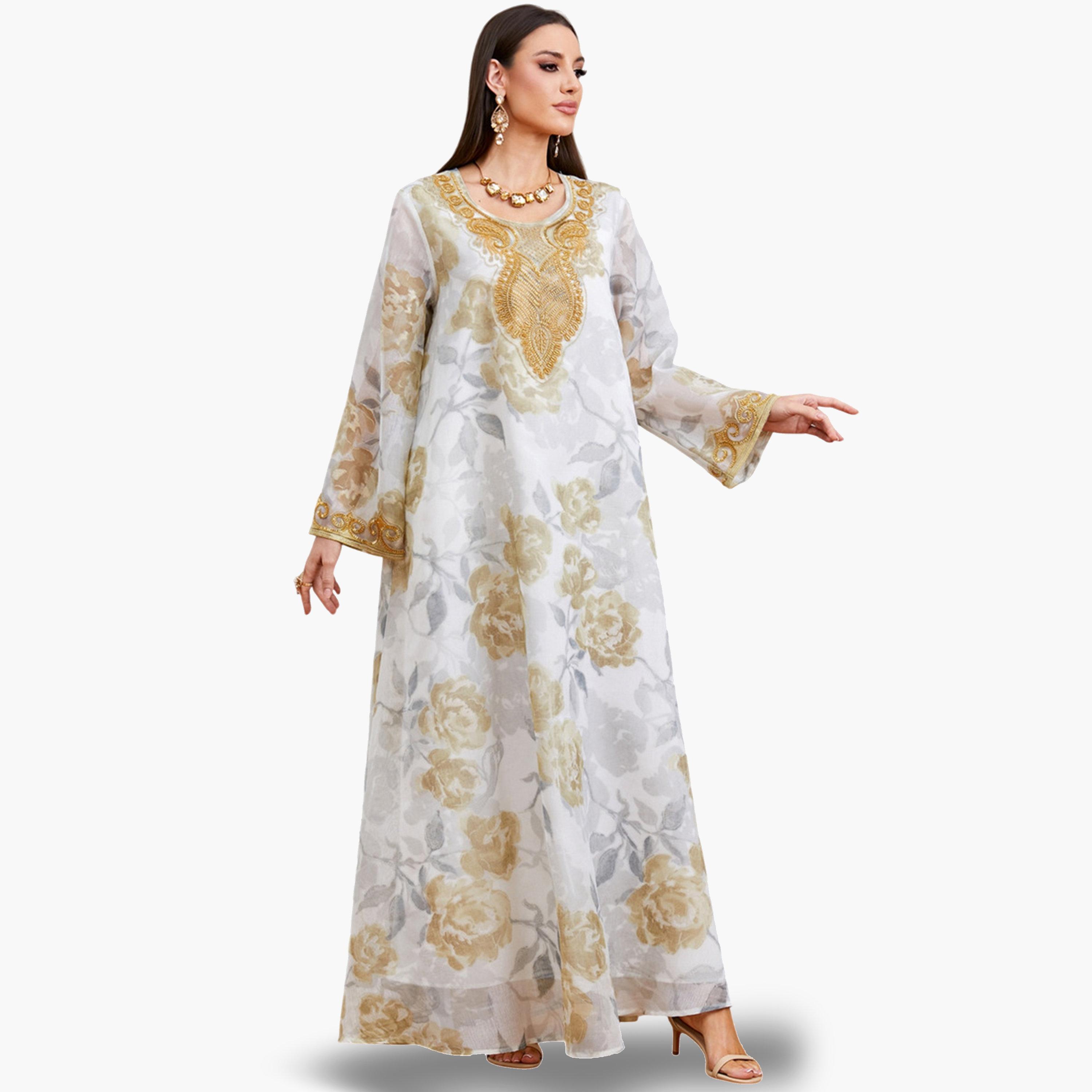 جلابية مطرزة بالخرز وطبعة أزهار-women-arabicclothing-jalabiyas-image-3