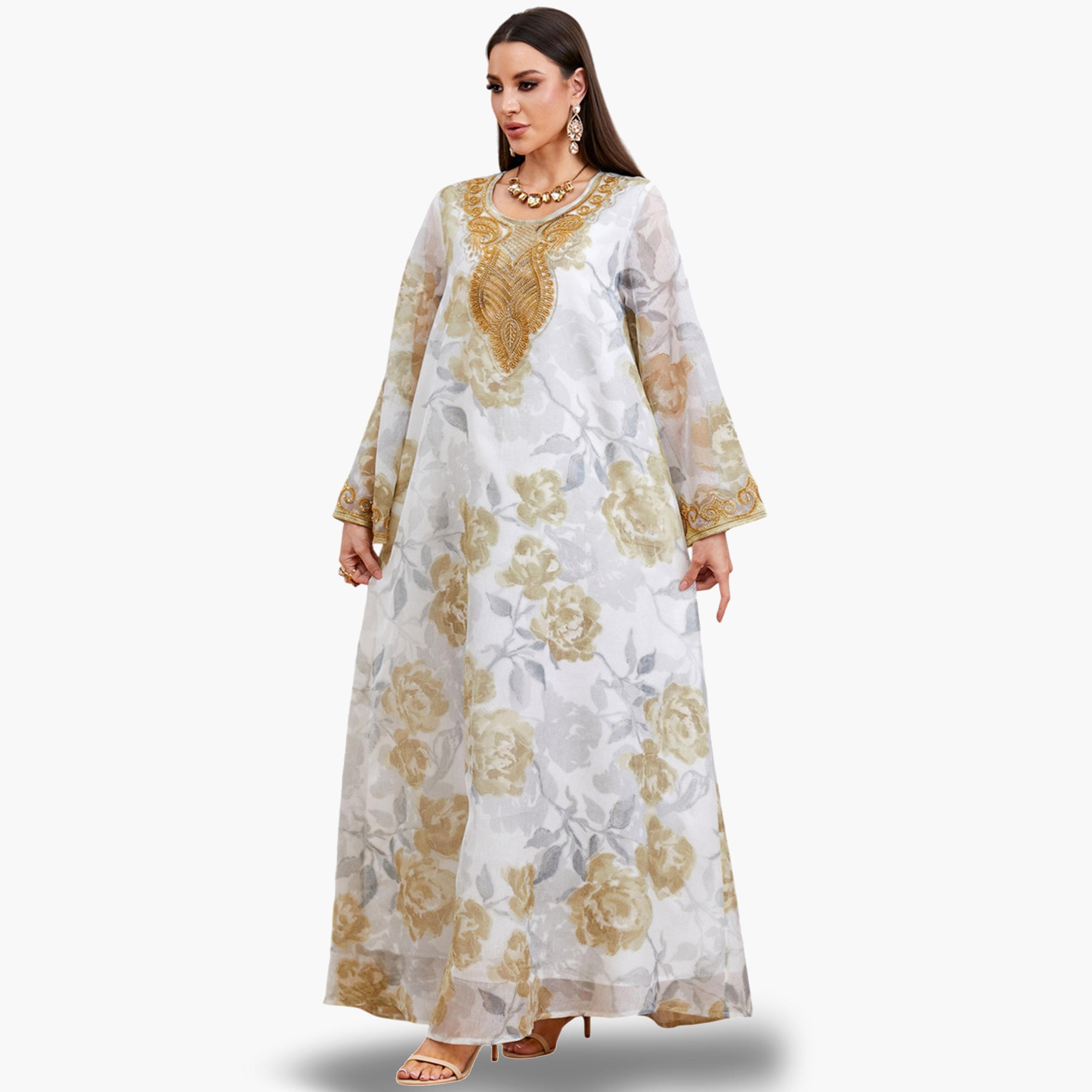 جلابية مطرزة بالخرز وطبعة أزهار-women-arabicclothing-jalabiyas-image-6