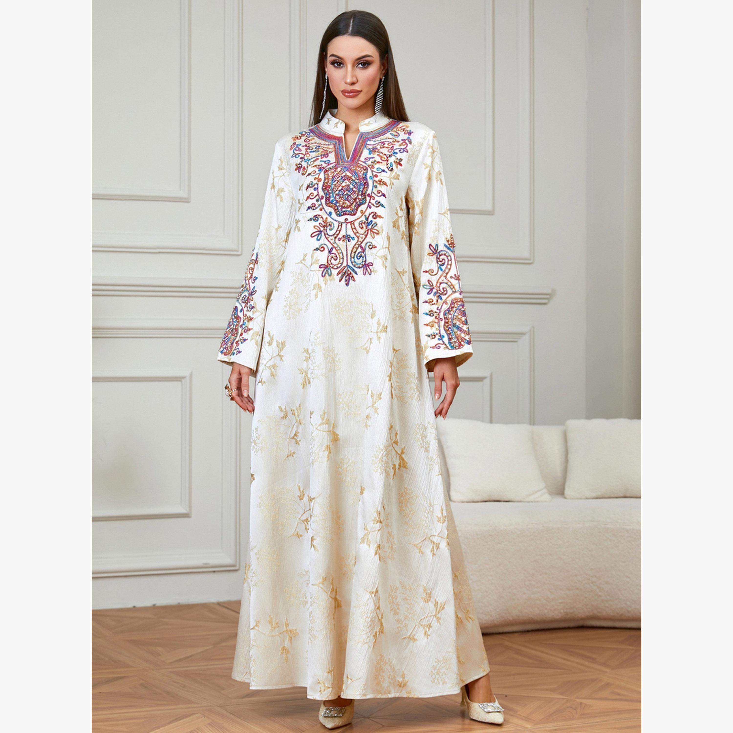 Take Two Cream Embroidered Beaded Jalabiya-women-arabicclothing-jalabiyas-image-1