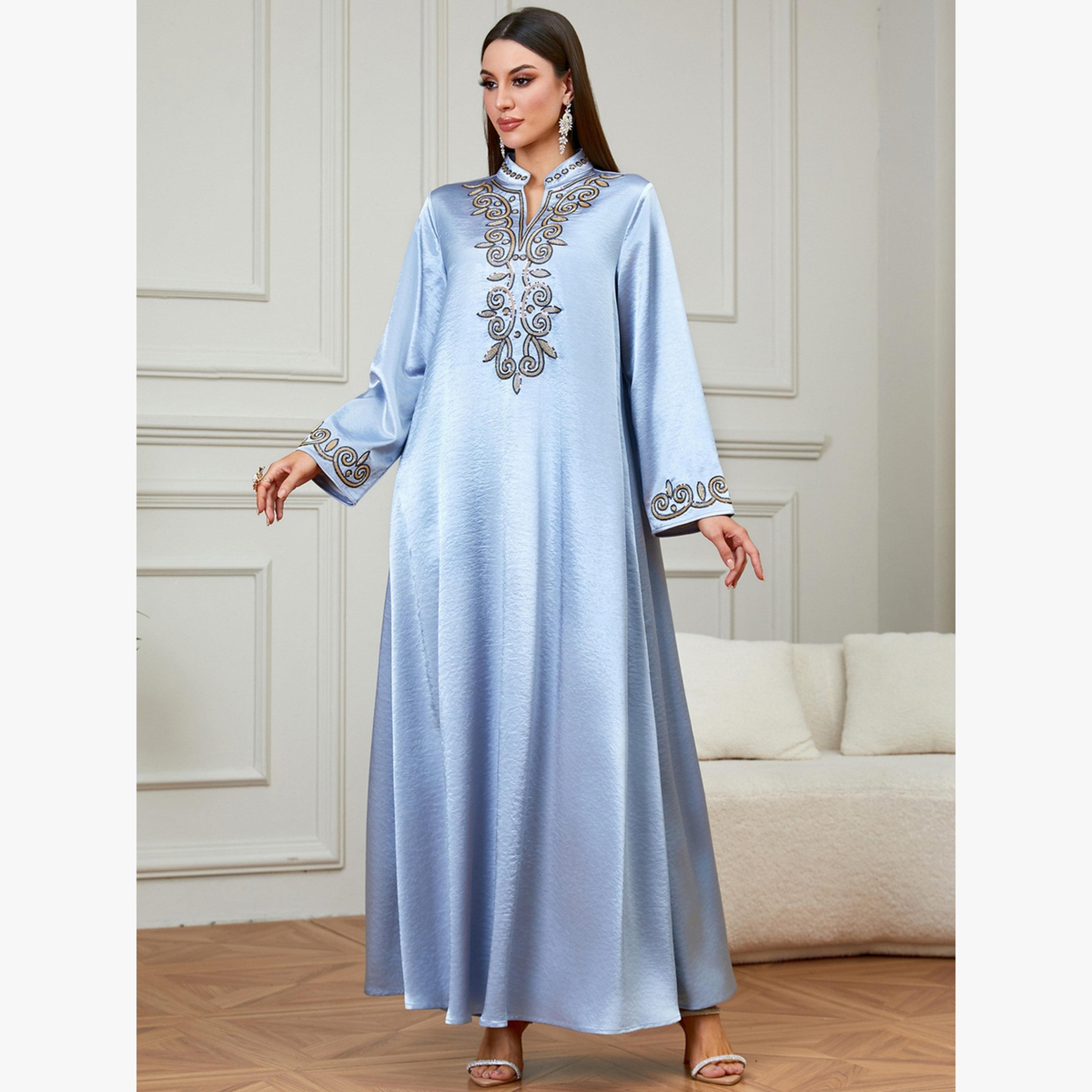 Take Two Light Blue Embroidered Jalabiya-women-arabicclothing-jalabiyas-image-1