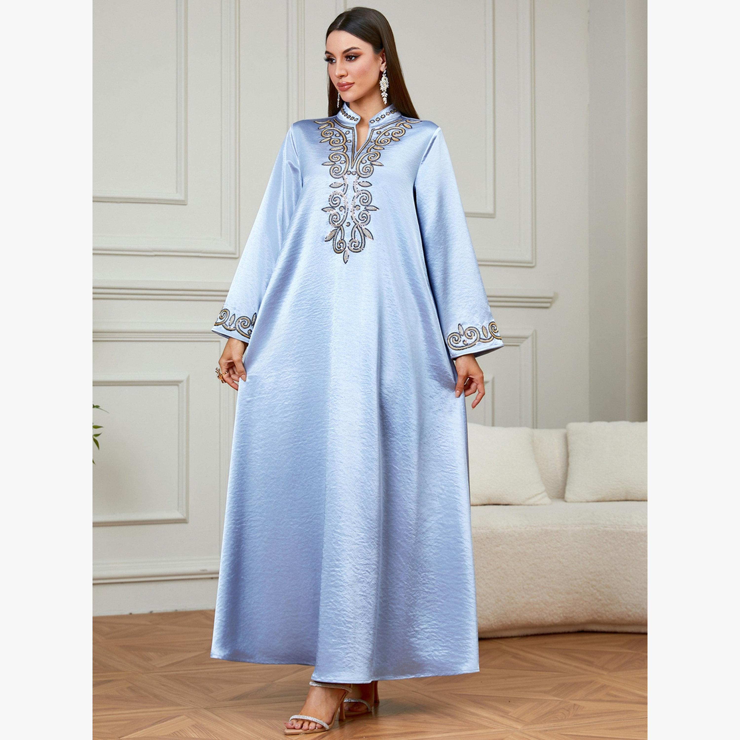 Take Two Light Blue Embroidered Jalabiya-women-arabicclothing-jalabiyas-image-3
